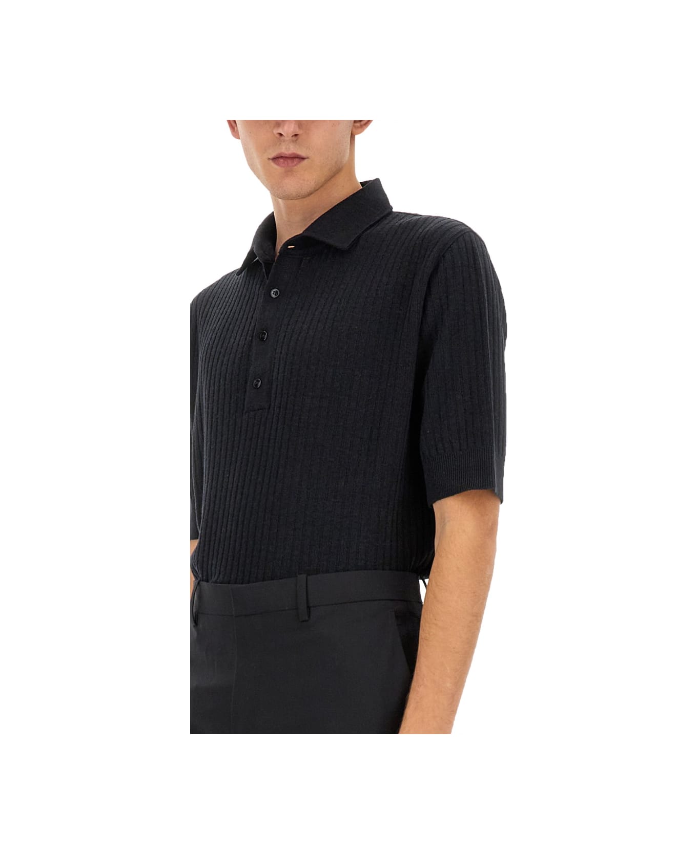 Lardini Regular Fit Polo Shirt - BLACK ポロシャツ