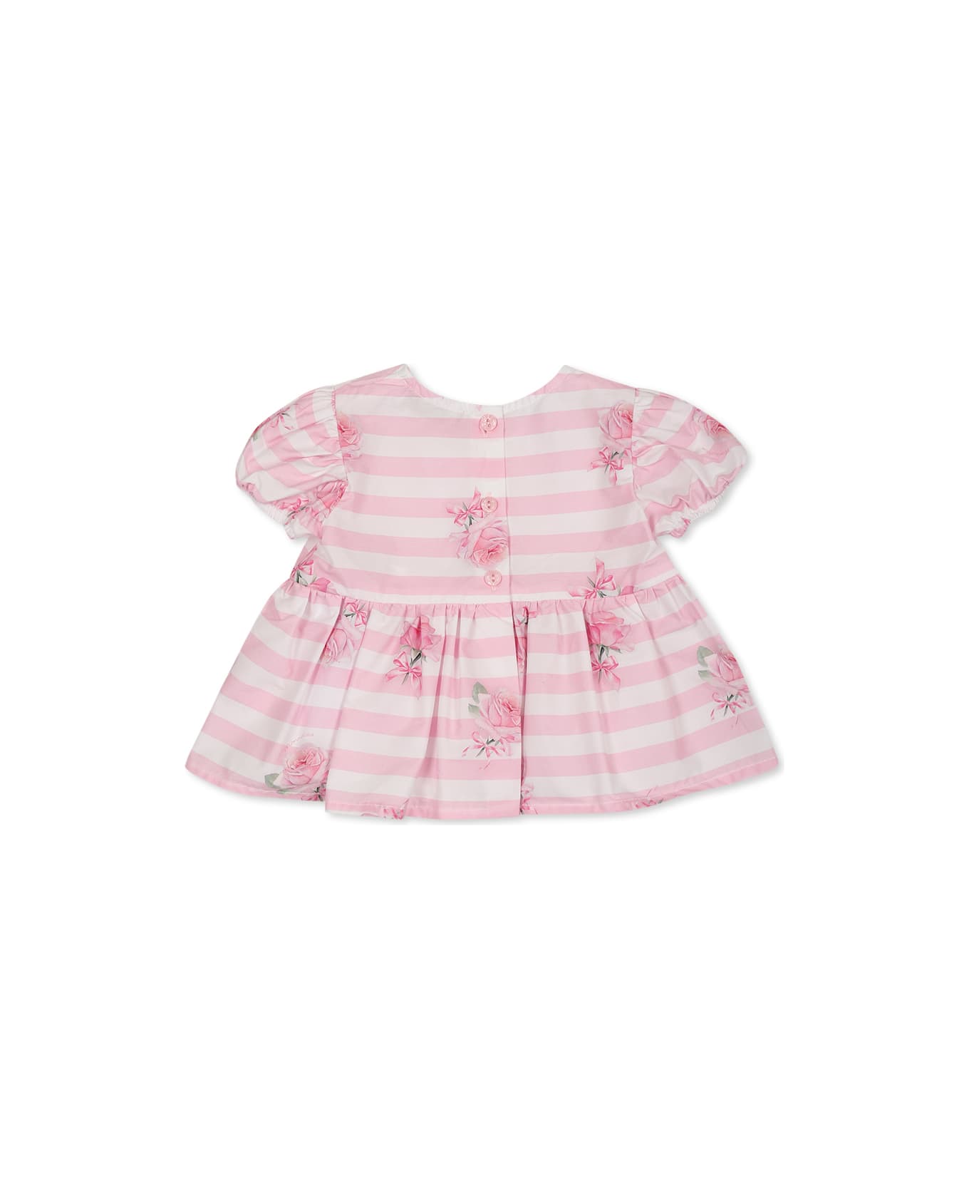 Monnalisa Pink Top For Baby Girl With Rose Print - Pink