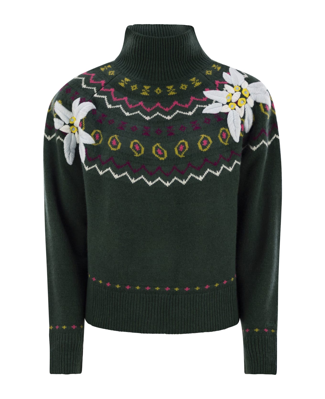 MC2 Saint Barth Wool-blend Jumper With Embroidery - Green