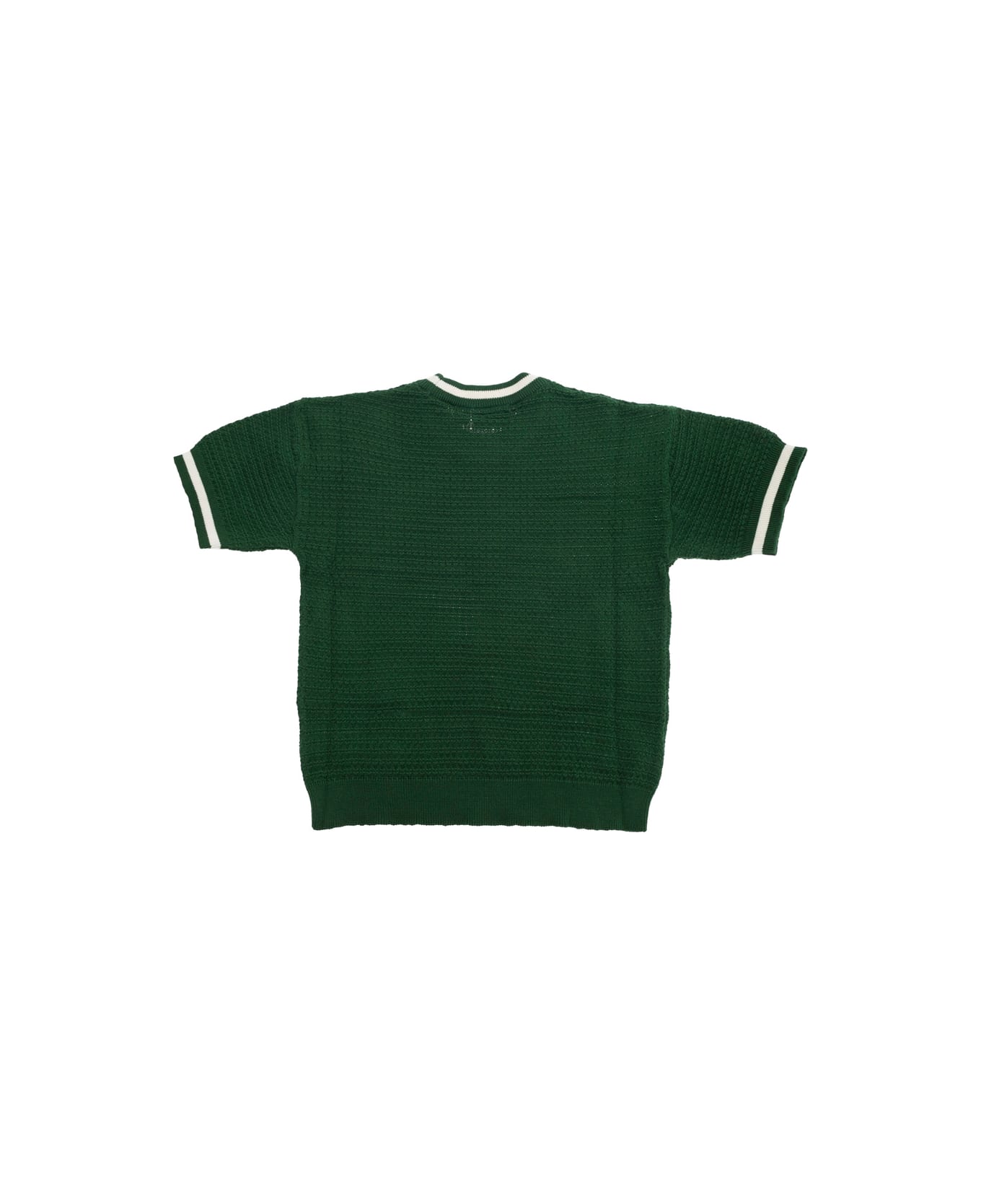 Mini Rodini Green Knitted T-shirt With Patch On The Front In Cotton Boy - Green