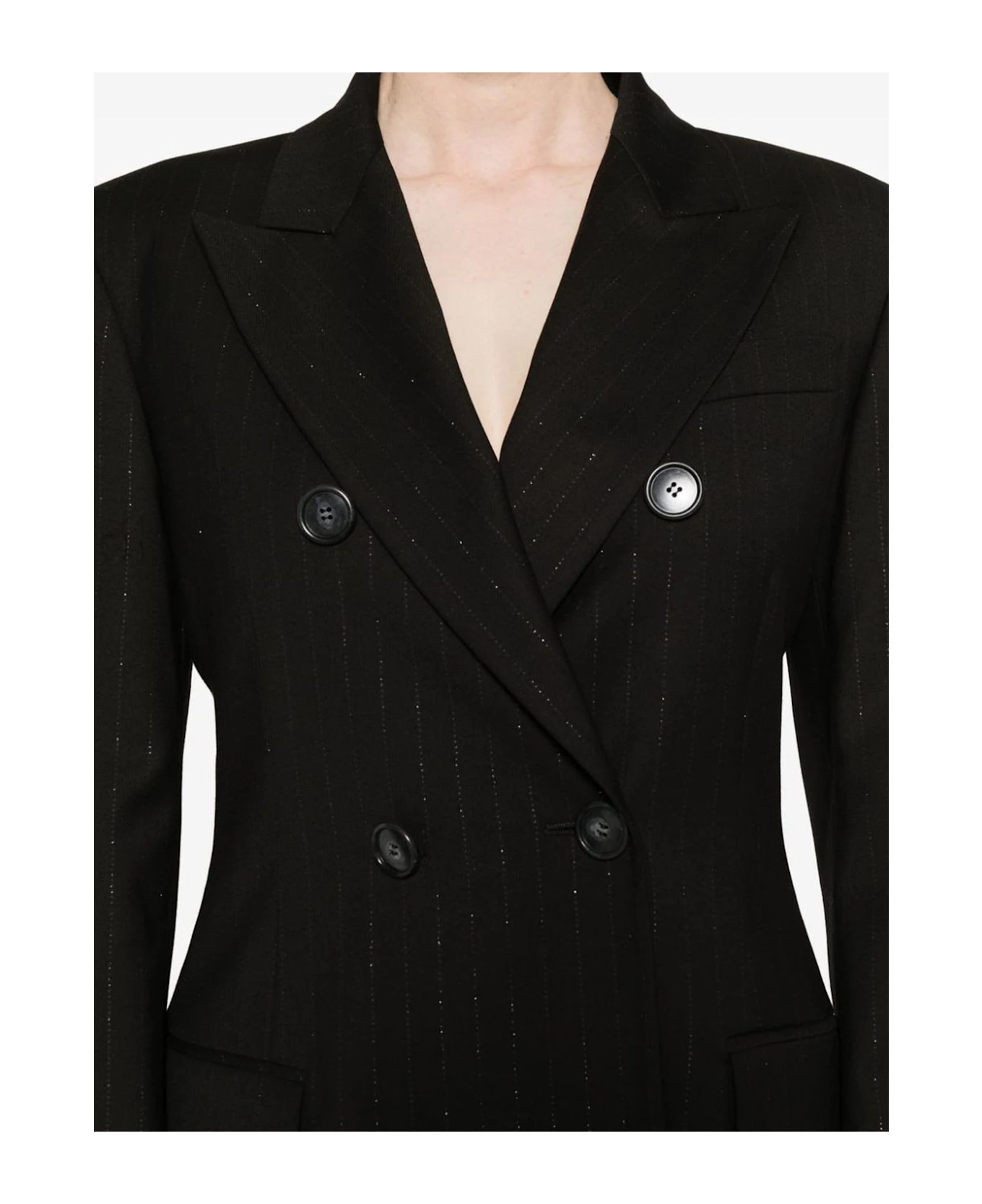 The Andamane Black Pinstriped Blazer - Black