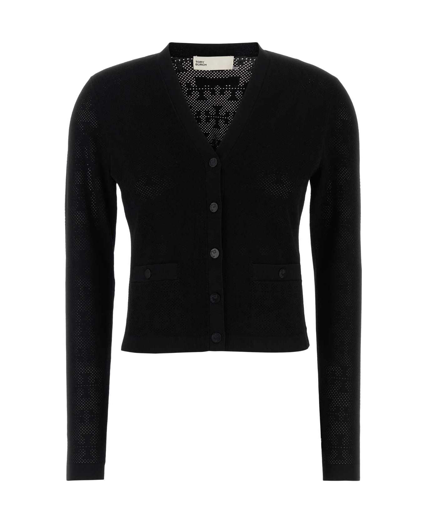 Tory Burch Black Viscose Blend Cardigan - BLACK