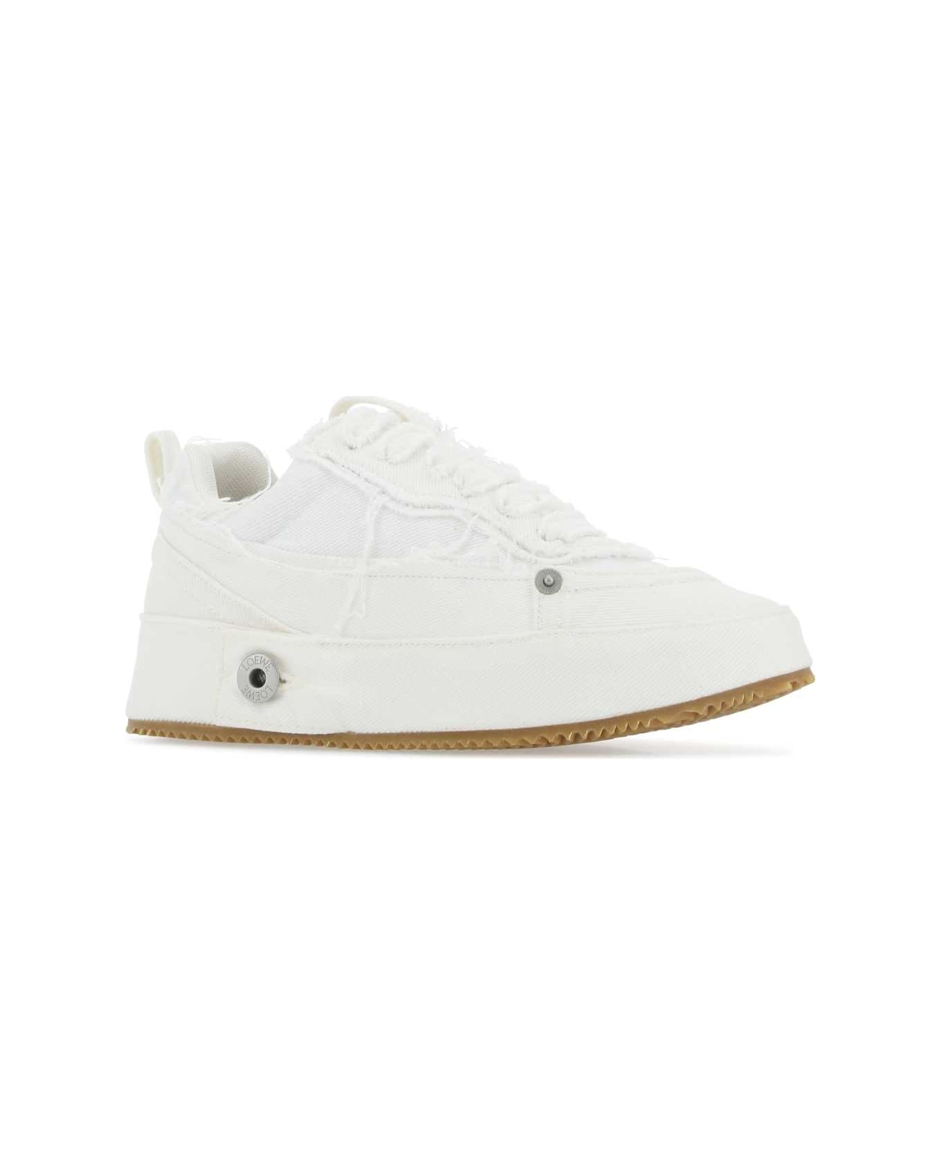 Loewe White Denim Deconstructed Sneakers - SOFTWHITE