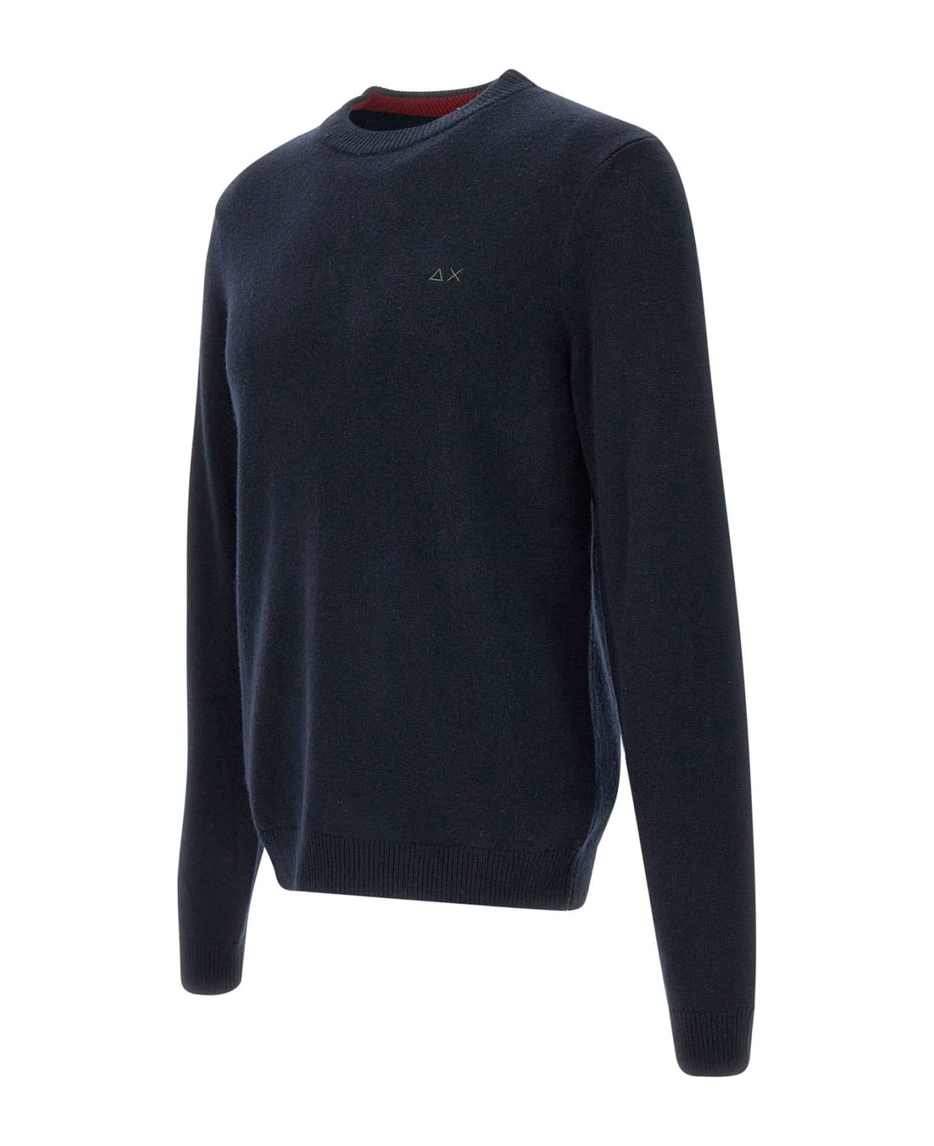 Sun 68 'round Solid' Wool And Viscose Blend Pullover Sweater - NAVY BLUE