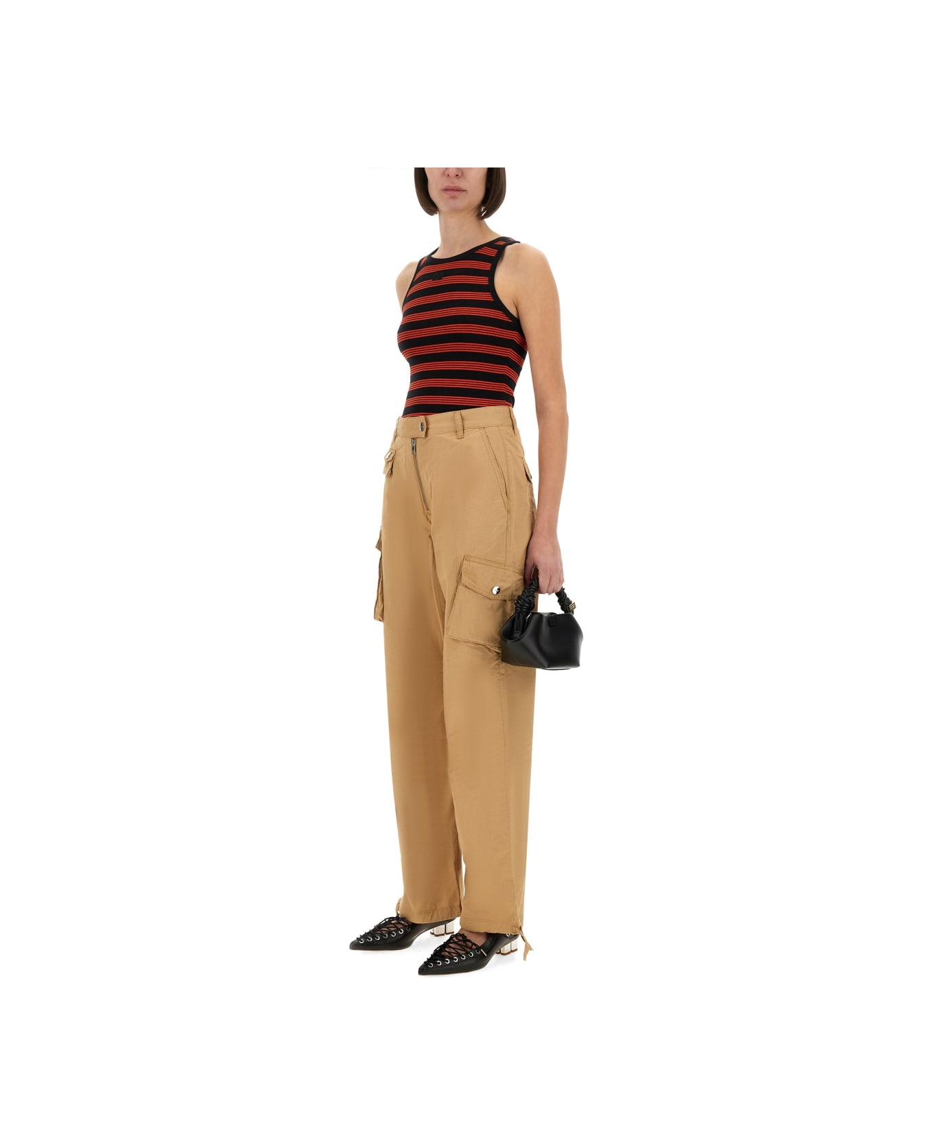 Ganni Ribbed Cotton Top - MULTICOLOUR