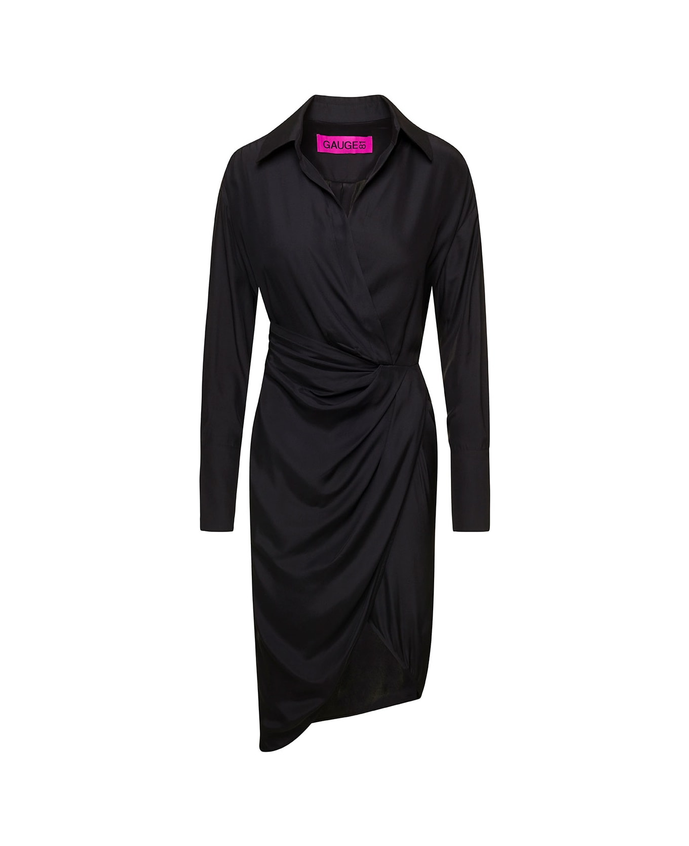 GAUGE81 Black Gathered-front Shirt Dress Woman - Black ワンピース＆ドレス