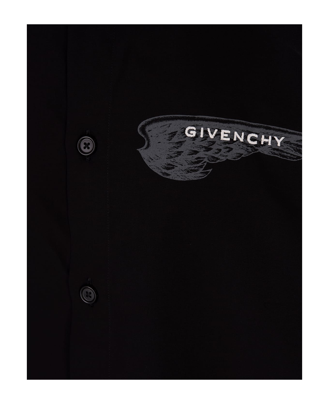 Givenchy Black Shirt With Wings Logo Print - Black