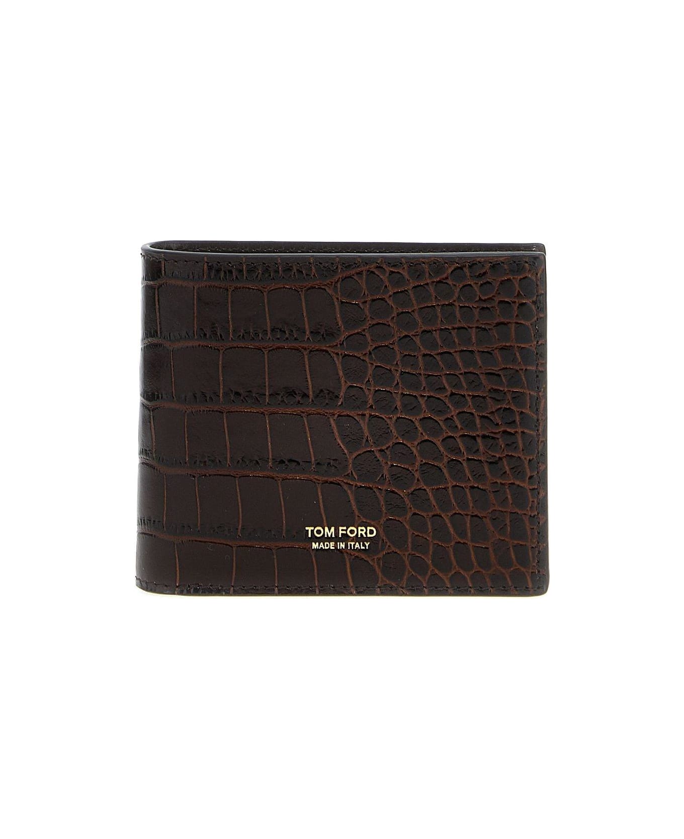 Tom Ford Embossed Bifold Wallet - Marrone