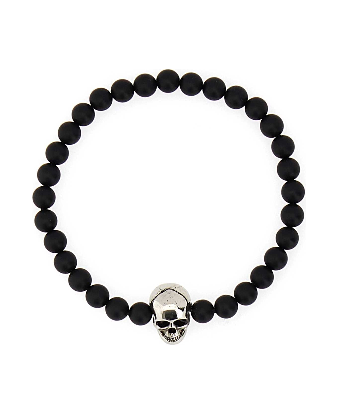 Alexander McQueen Black Beads Skull Bracelet - BLACKASILVER ブレスレット