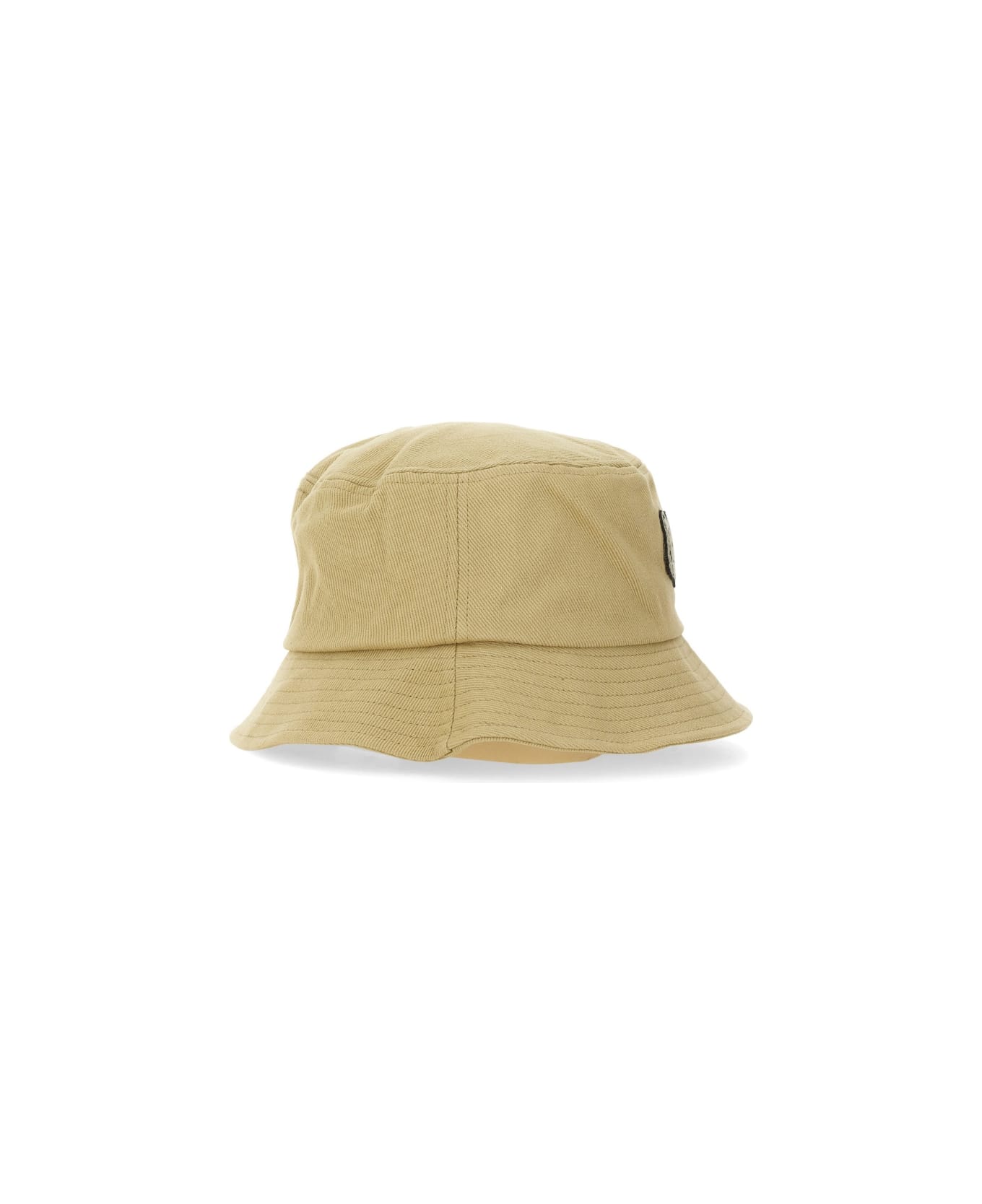 Maison Kitsuné Bucket Hat With Fox Patch - BEIGE