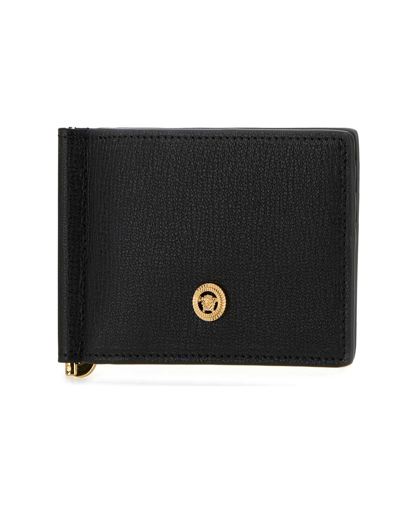 Versace Black Leather Medusa Biggie Wallet - BLACKVERSACEGOLD