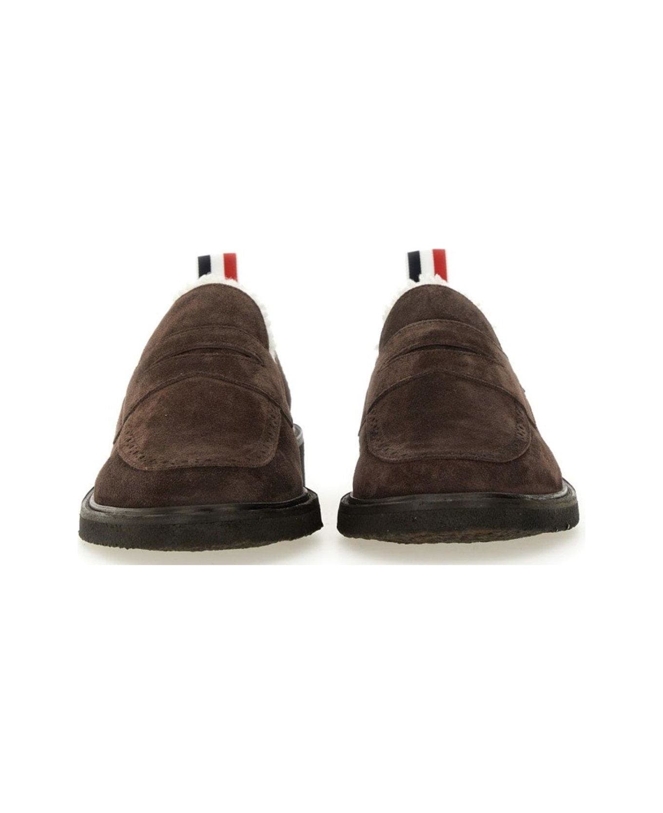 Thom Browne Shearling-lining Penny Loafers - Dark