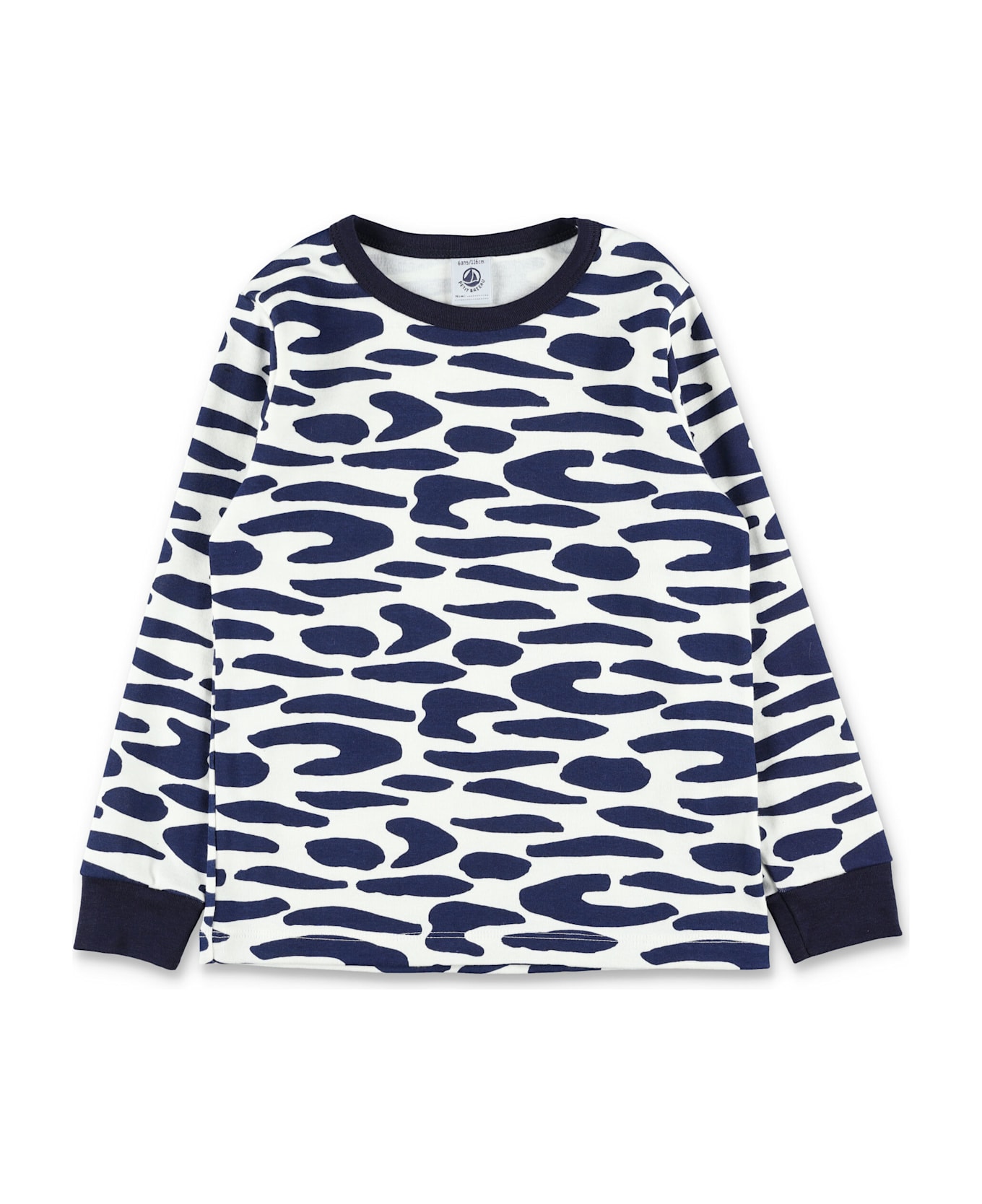 Petit Bateau Kid - Zebra Print Cotton Pyjama Set With Mask - WHITE/BLUE