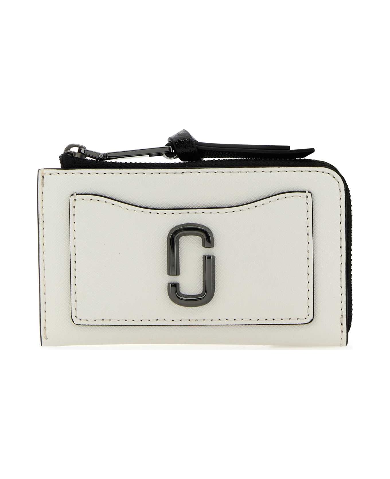 Marc Jacobs White Leather Utility Snapshot Wallet - BLACKWHITE