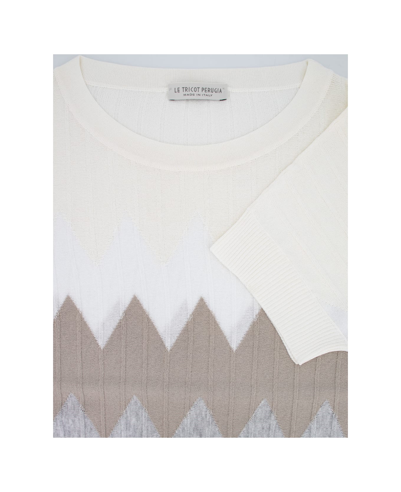 Le Tricot Perugia Sweater - BEIGE WHITE         