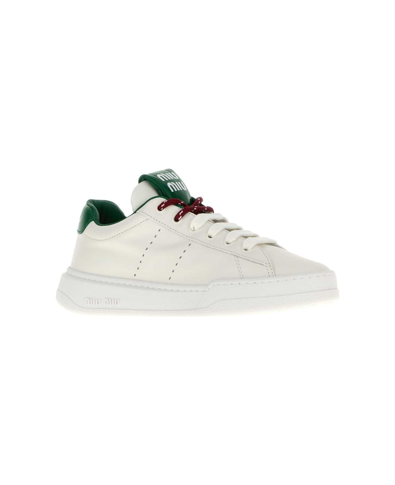 Miu Miu White Leather Sneakers - BIANCOVERDE