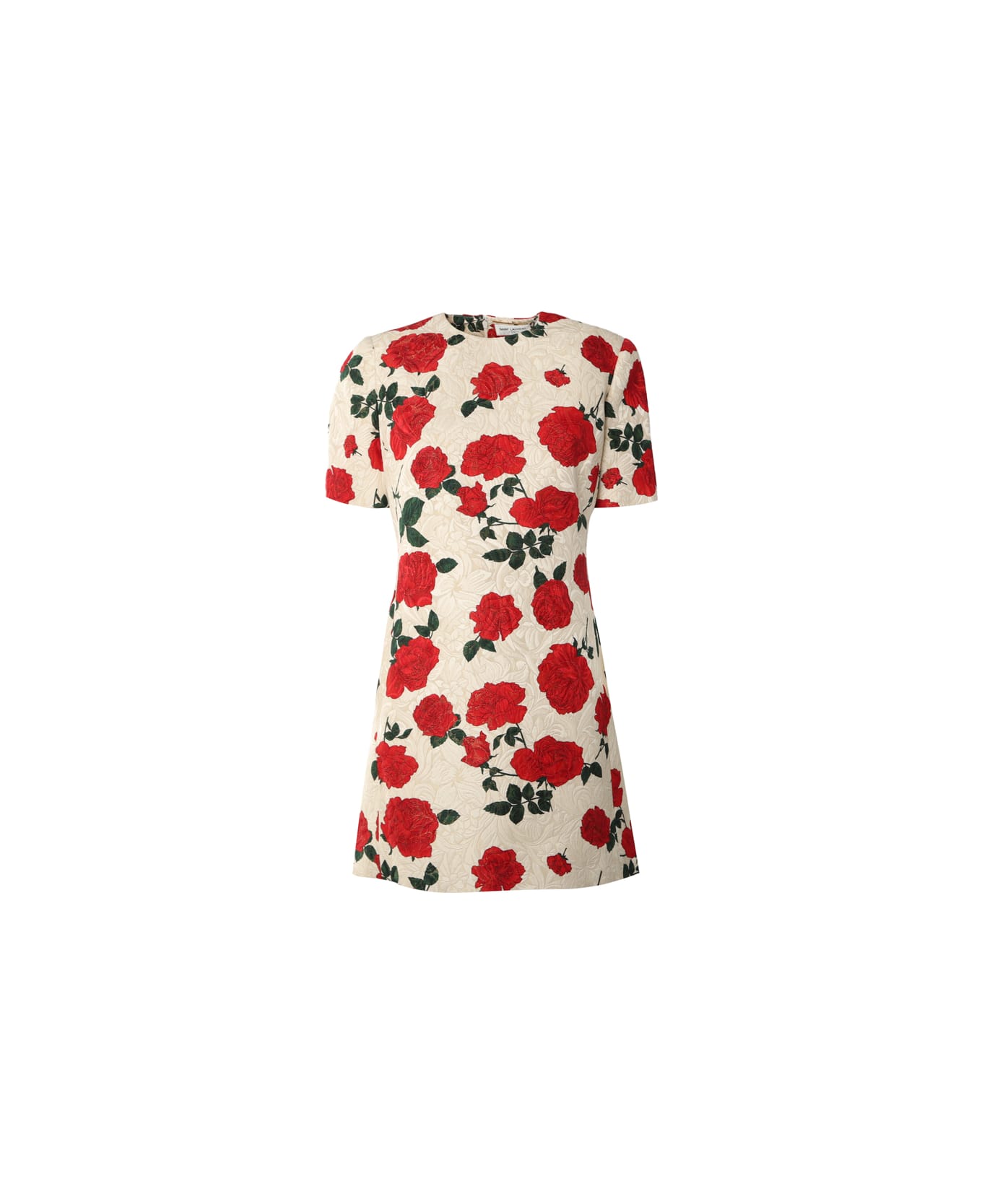 Saint Laurent Jersey Mini Dress With Jacquard Motif - White