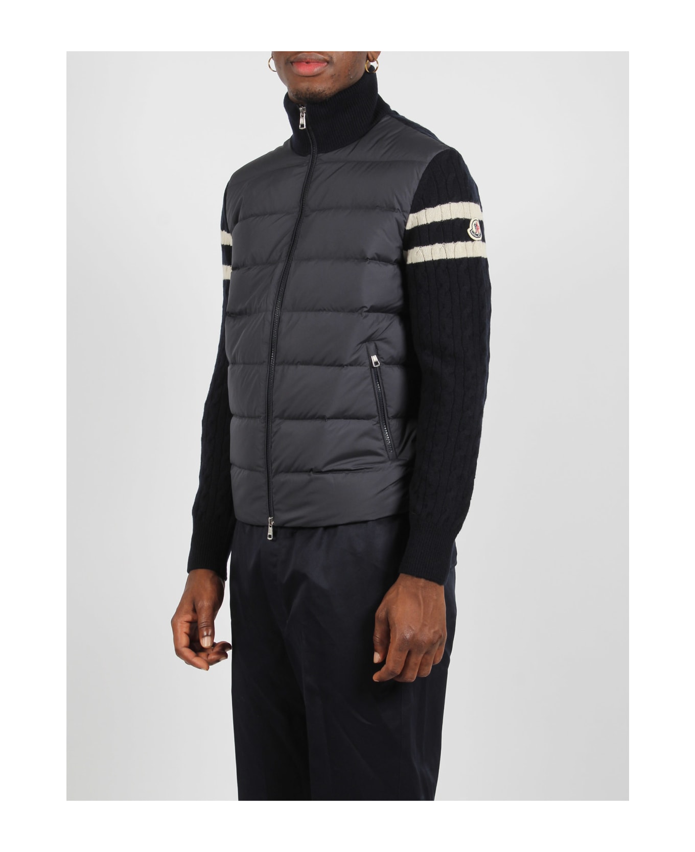 Moncler Padded Wool Zip-up Cardigan - Blue