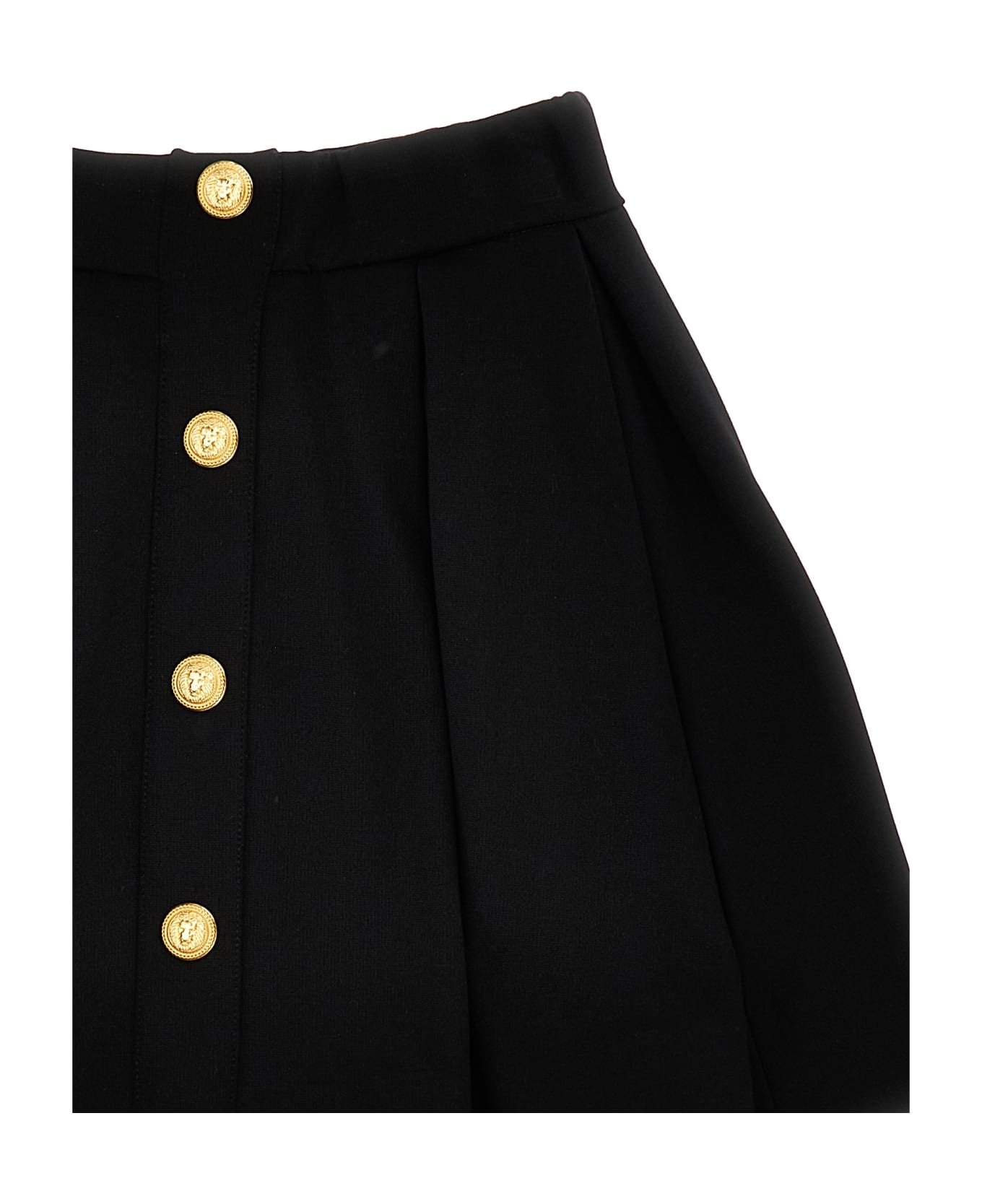 Balmain Logo Button Skirt - Nero