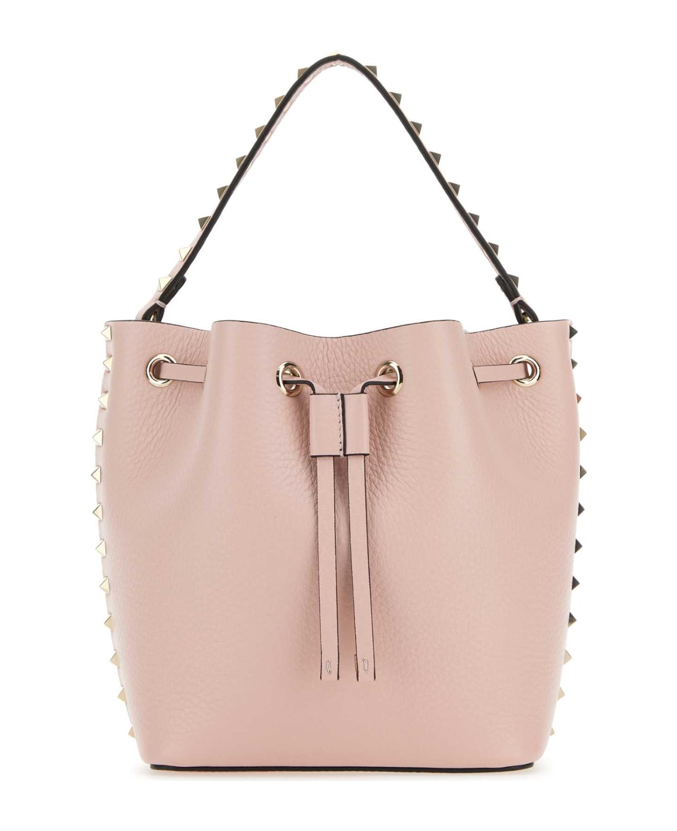Valentino Garavani Light Pink Leather Rockstud Bucket Bag - ROSEQUARTZ