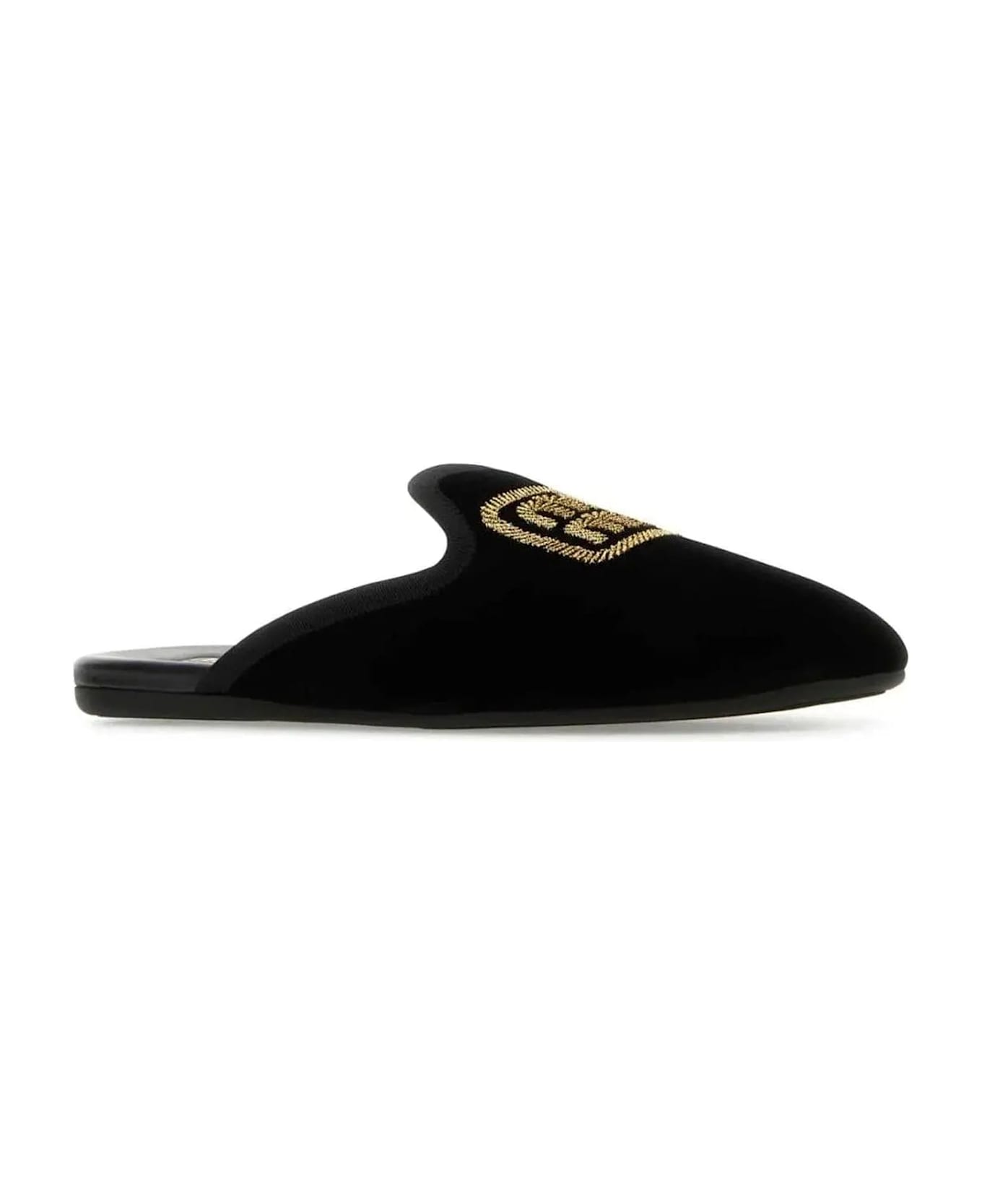 Miu Miu Logo Embroidered Slip-on Mules - Black