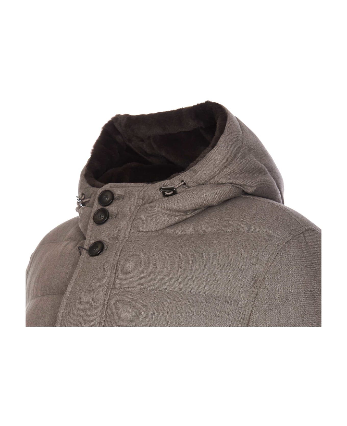 Herno Wool Blend Quilted Down Jacket - Beige