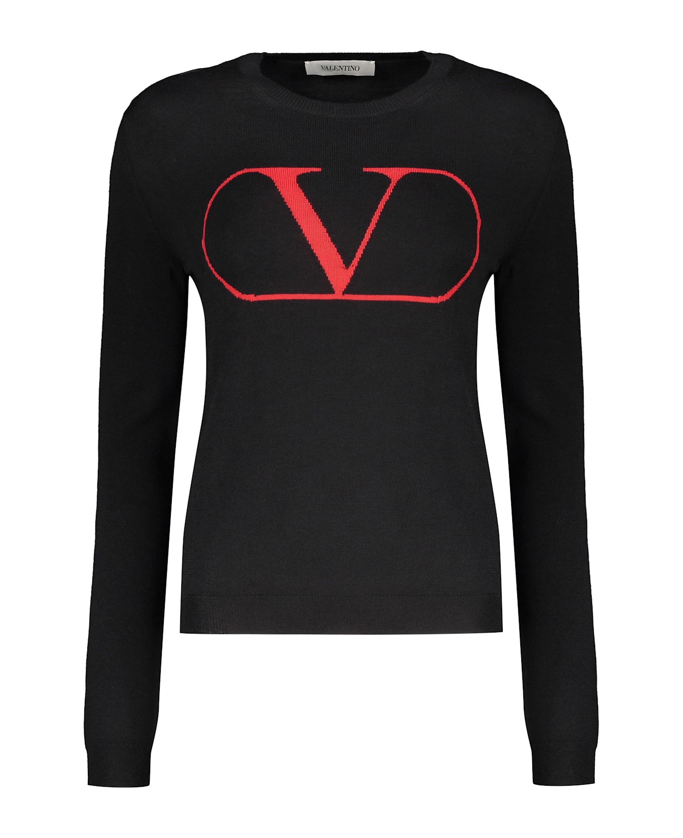 Valentino Garavani Long Sleeve Crew-neck Sweater - black
