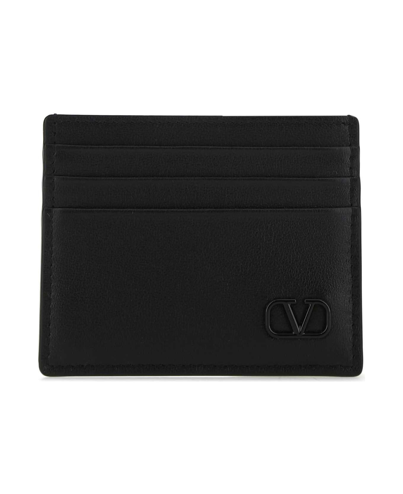 Valentino Garavani Black Leather Card Holder - NERO