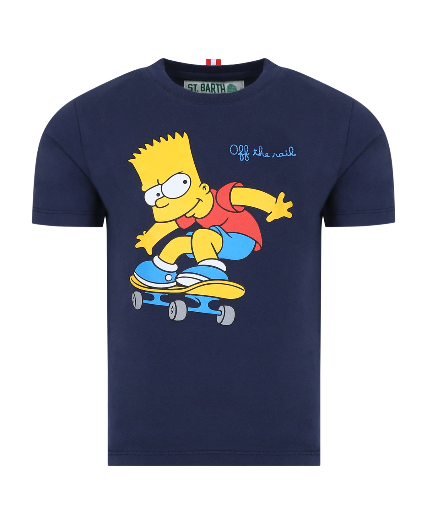 MC2 Saint Barth Blue T-shirt For Boy With Bart Simpson Print - Blue