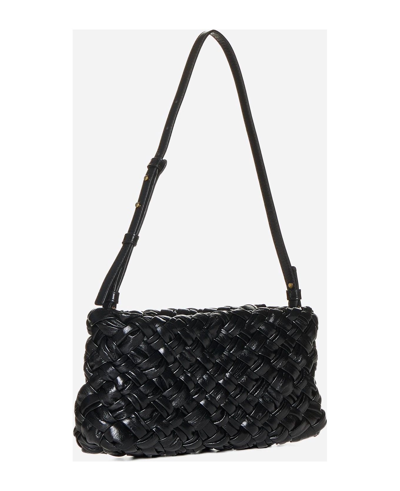 Bottega Veneta Kalimero Cha-cha Intreccio Leather Bag - Black