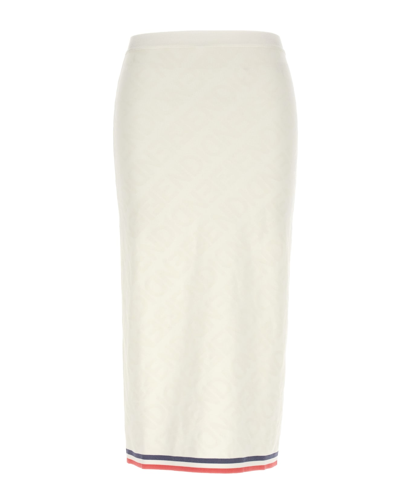 Fendi Viscose Ff Midi Skirt - White