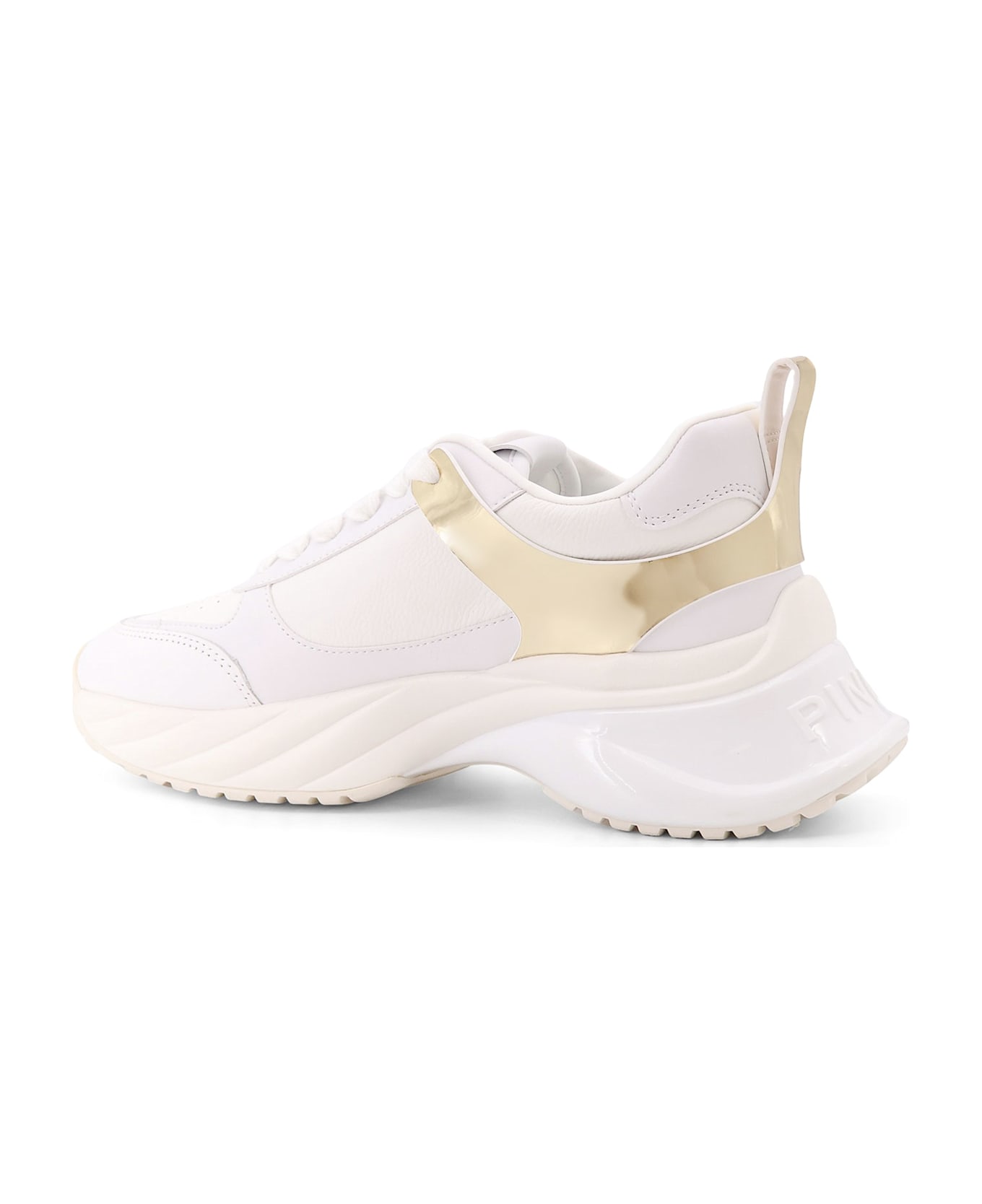Pinko Ariel 02 Leather Sneakers With Lateral Love Birds Logo - White