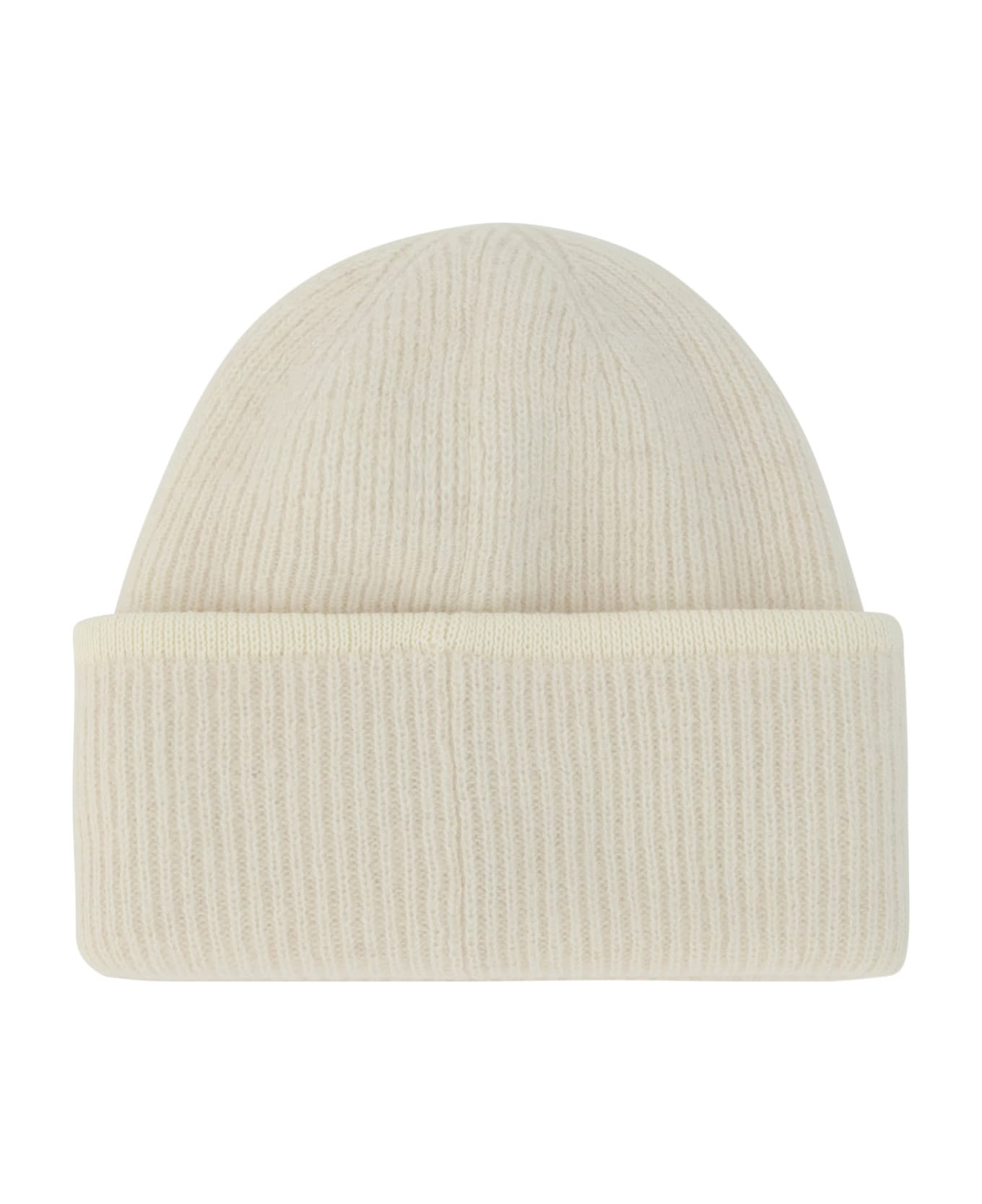 Jacquemus Logo Patch Ribbed Beanie - Off White