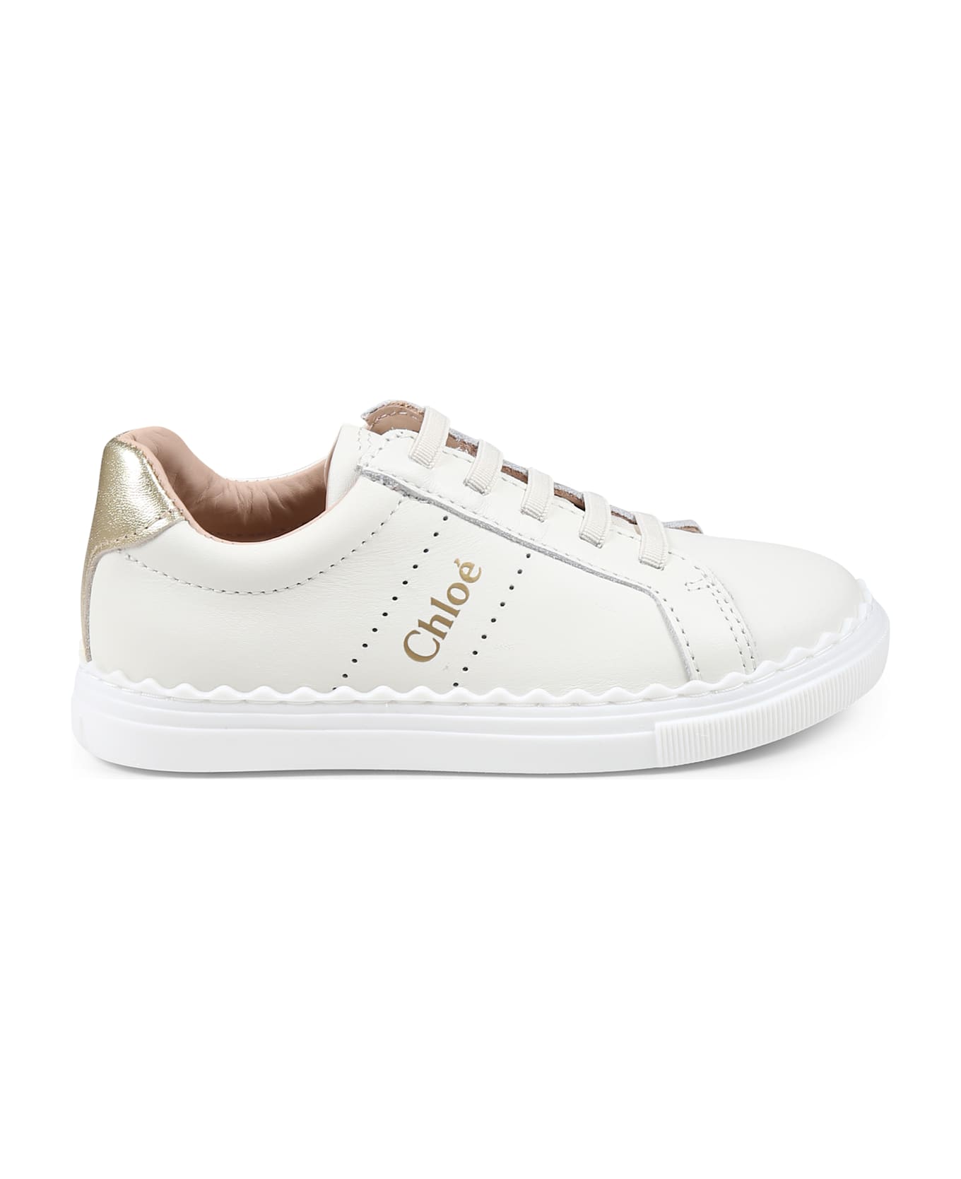 Chloé Ivory Sneakers For Girl With Logo - White