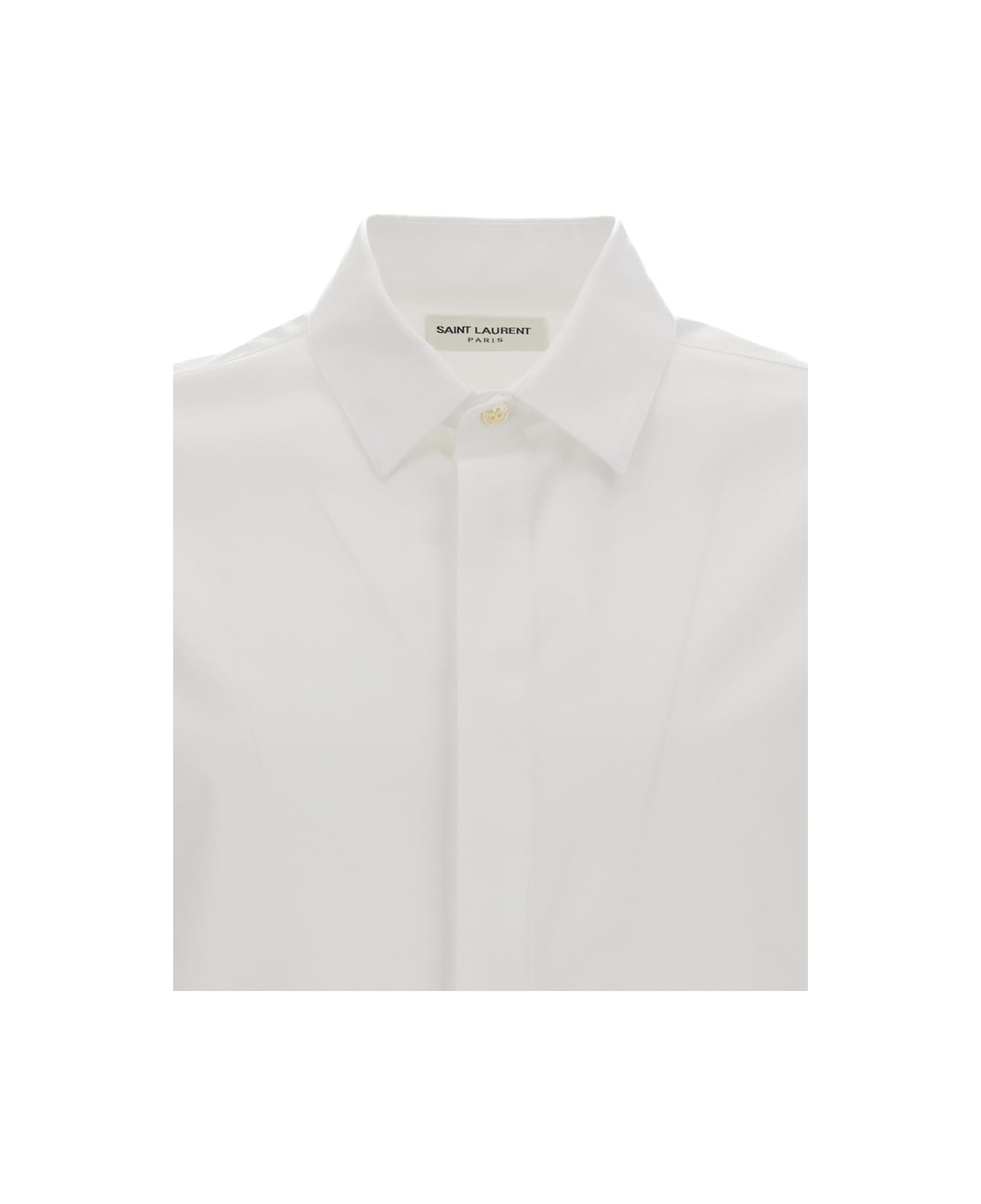 Saint Laurent White Pointed Collar Long Sleeve Shirt In Cotton Man - White シャツ