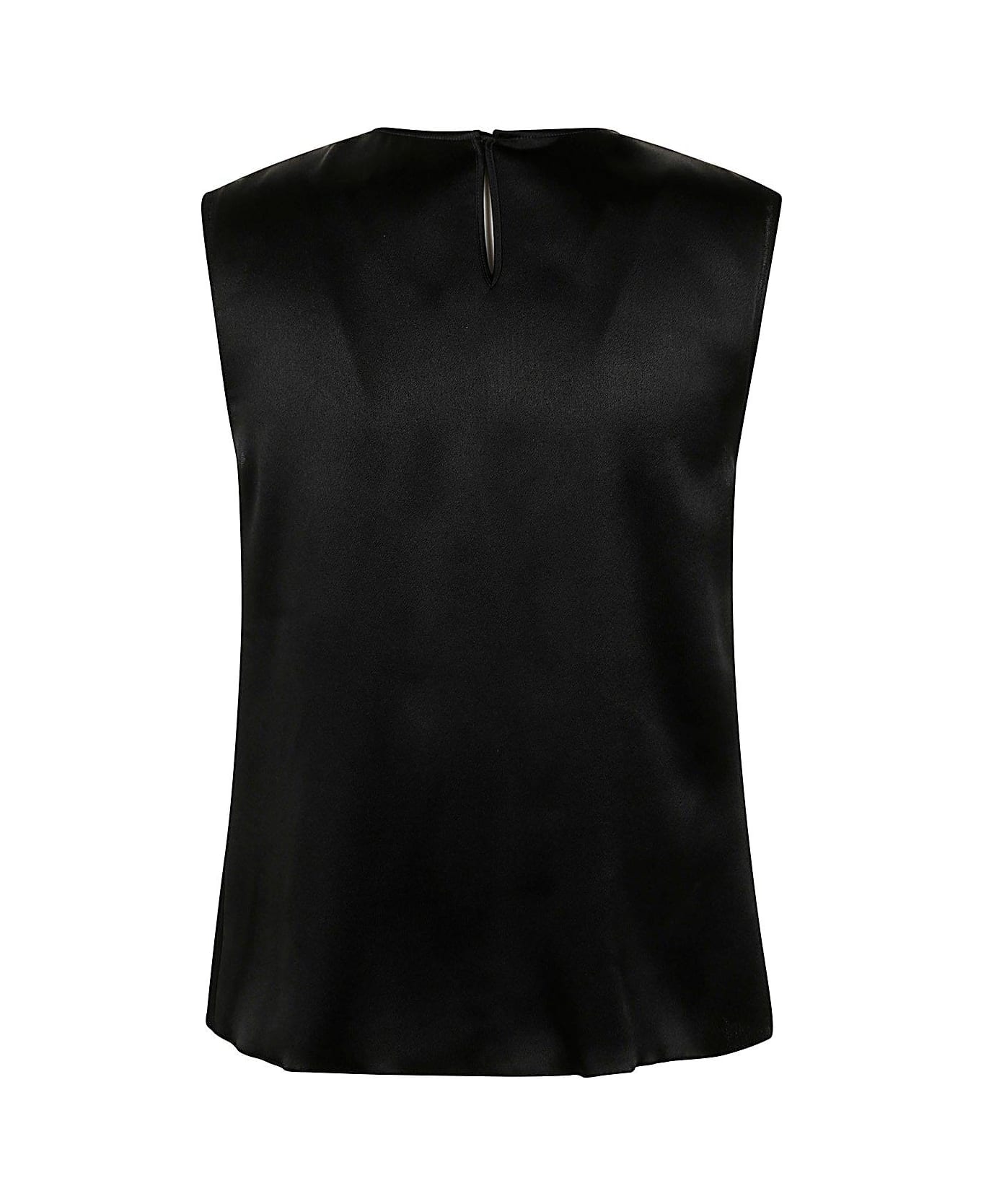 Alberta Ferretti Sleeveless Gathered Satin Blouse - Nero