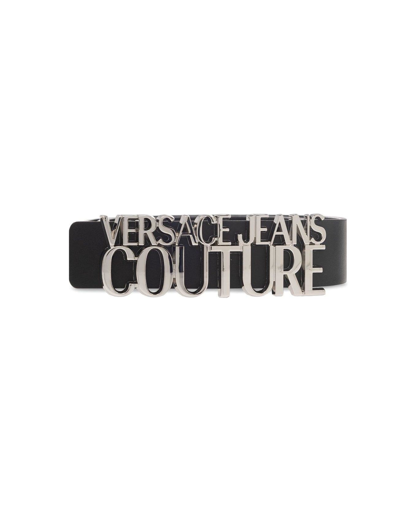 Versace Jeans Couture Logo Plaque Buckle Belt - Black