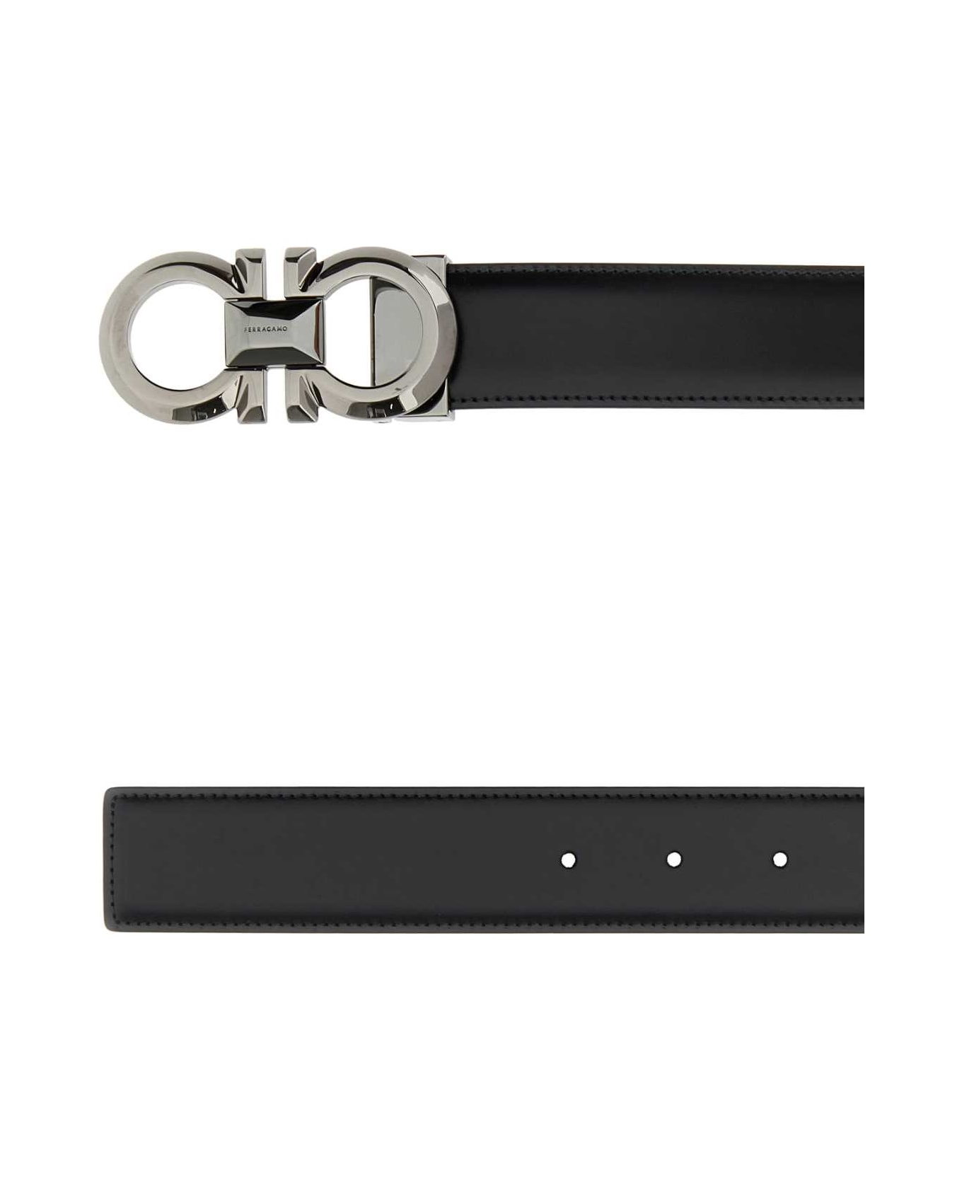Ferragamo Black Leather Belt - NEROTMORO ベルト