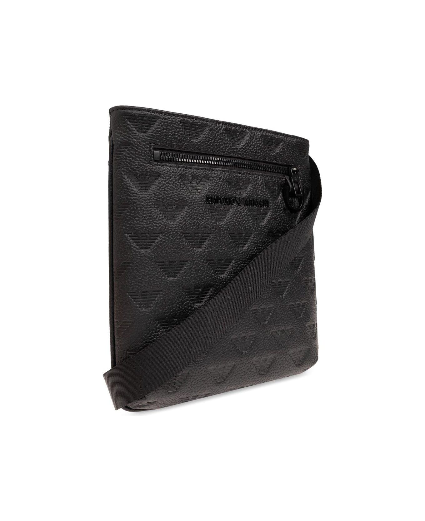 Emporio Armani Monogrammed Shoulder Bag - Black ショルダーバッグ