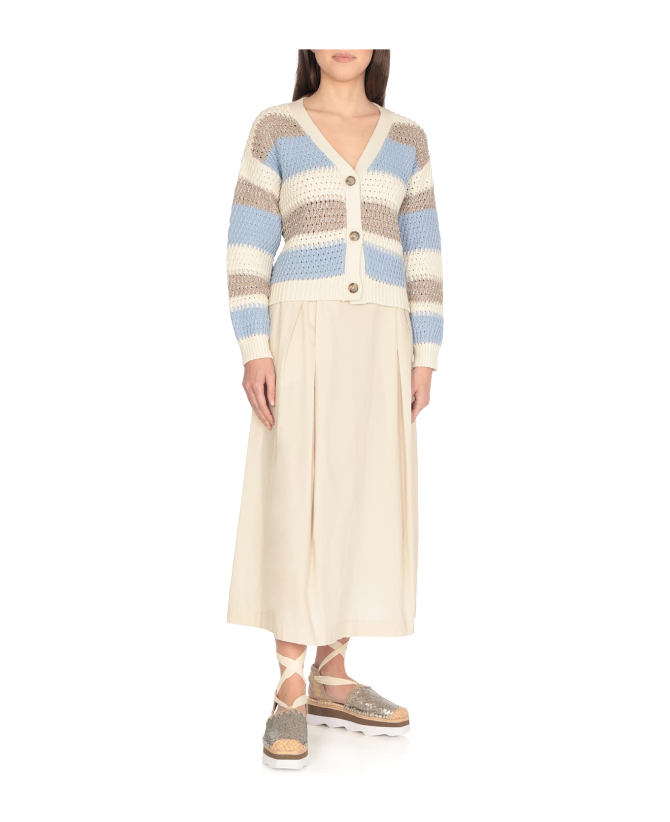 Mou Espa Sandal Espadrilles In Grey Leather - Beige