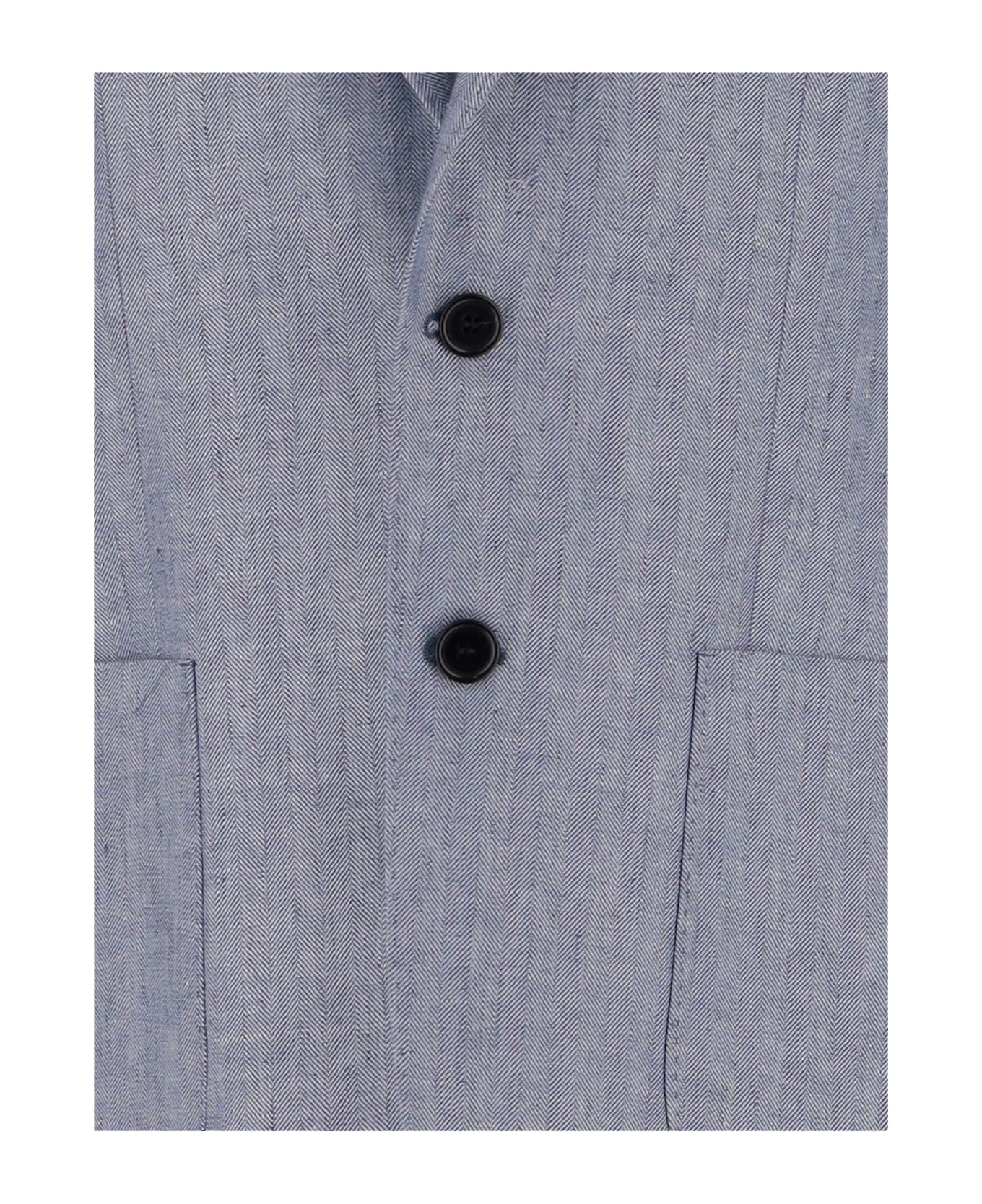 Brian Dales Single-breasted Linen Jacket - Grey