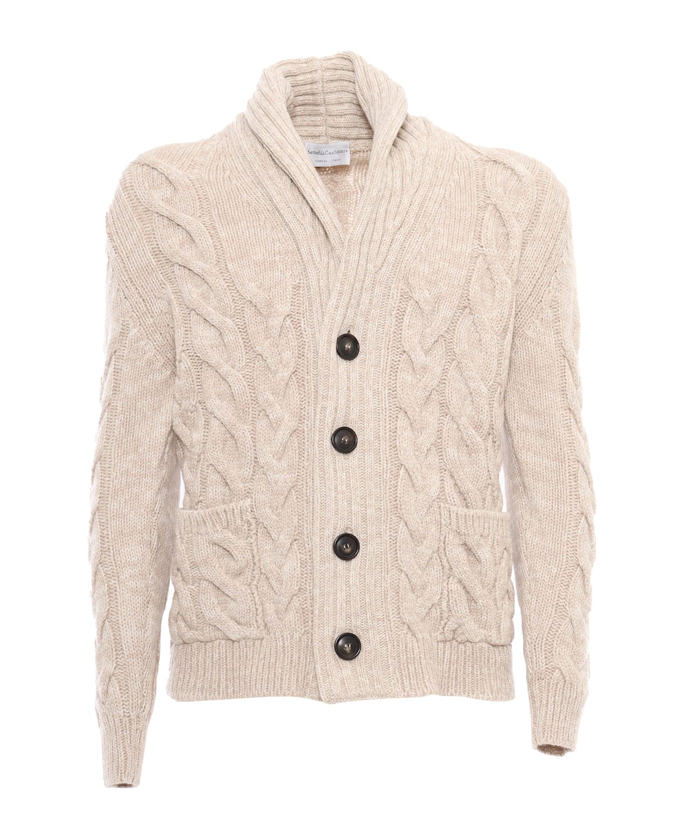 Settefili Cashmere Braided Cardigan - BEIGE
