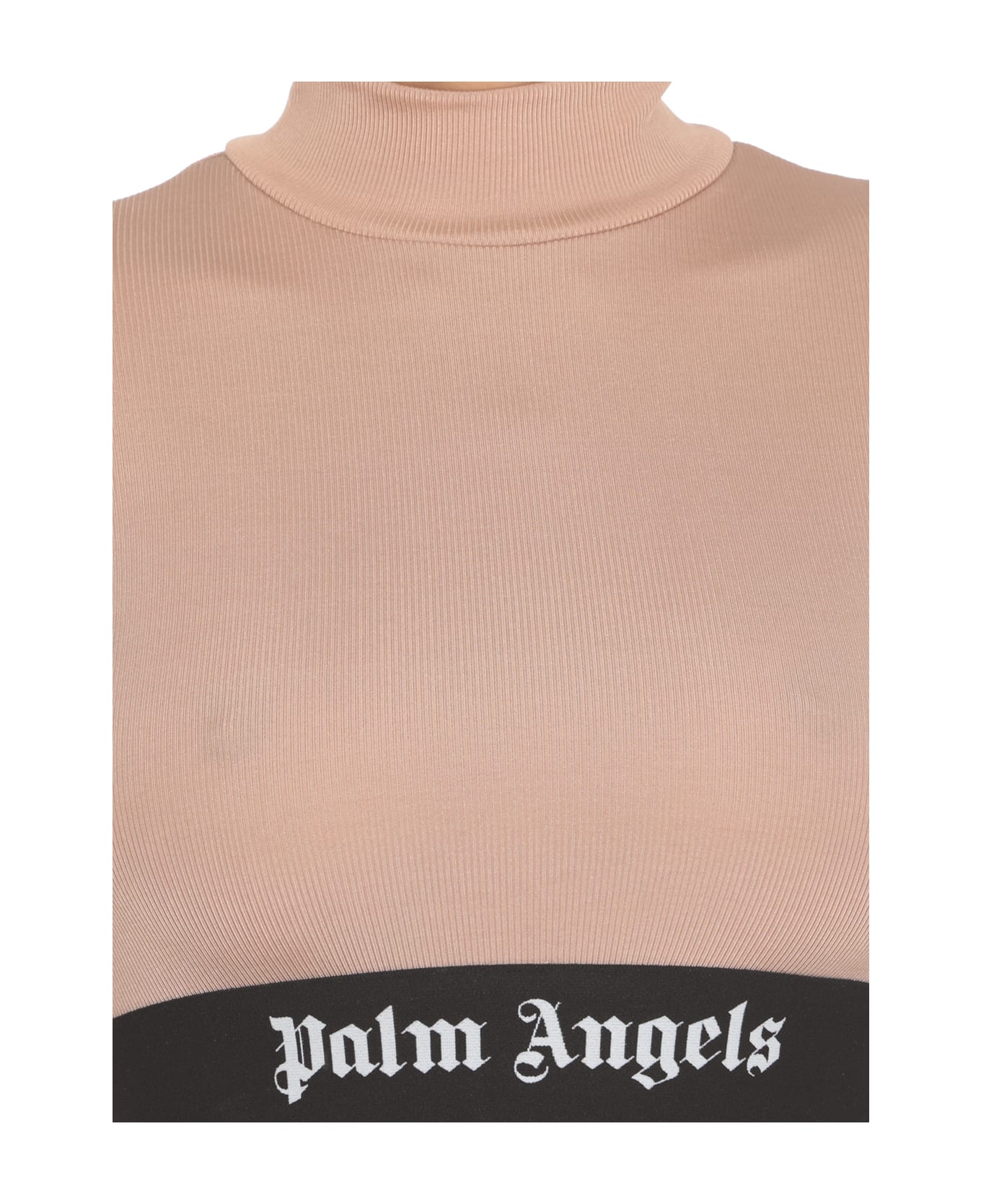 Palm Angels Cropped Top With Logo - Beige ニットウェア