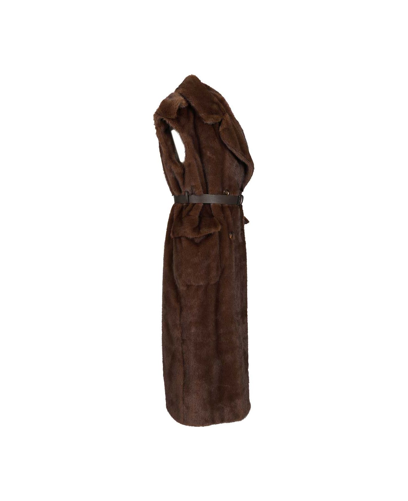 Parosh Sleeveless Coat - Brown