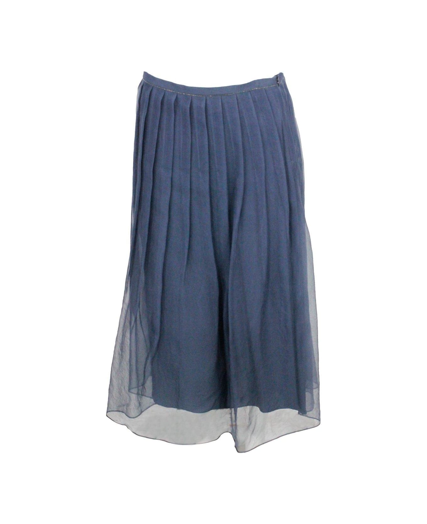 Brunello Cucinelli High-waist Pleated Midi Skirt - BLUE