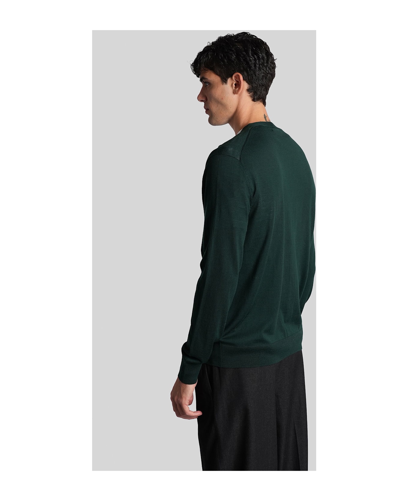 Ballantyne Cardigan In Green Wool - green