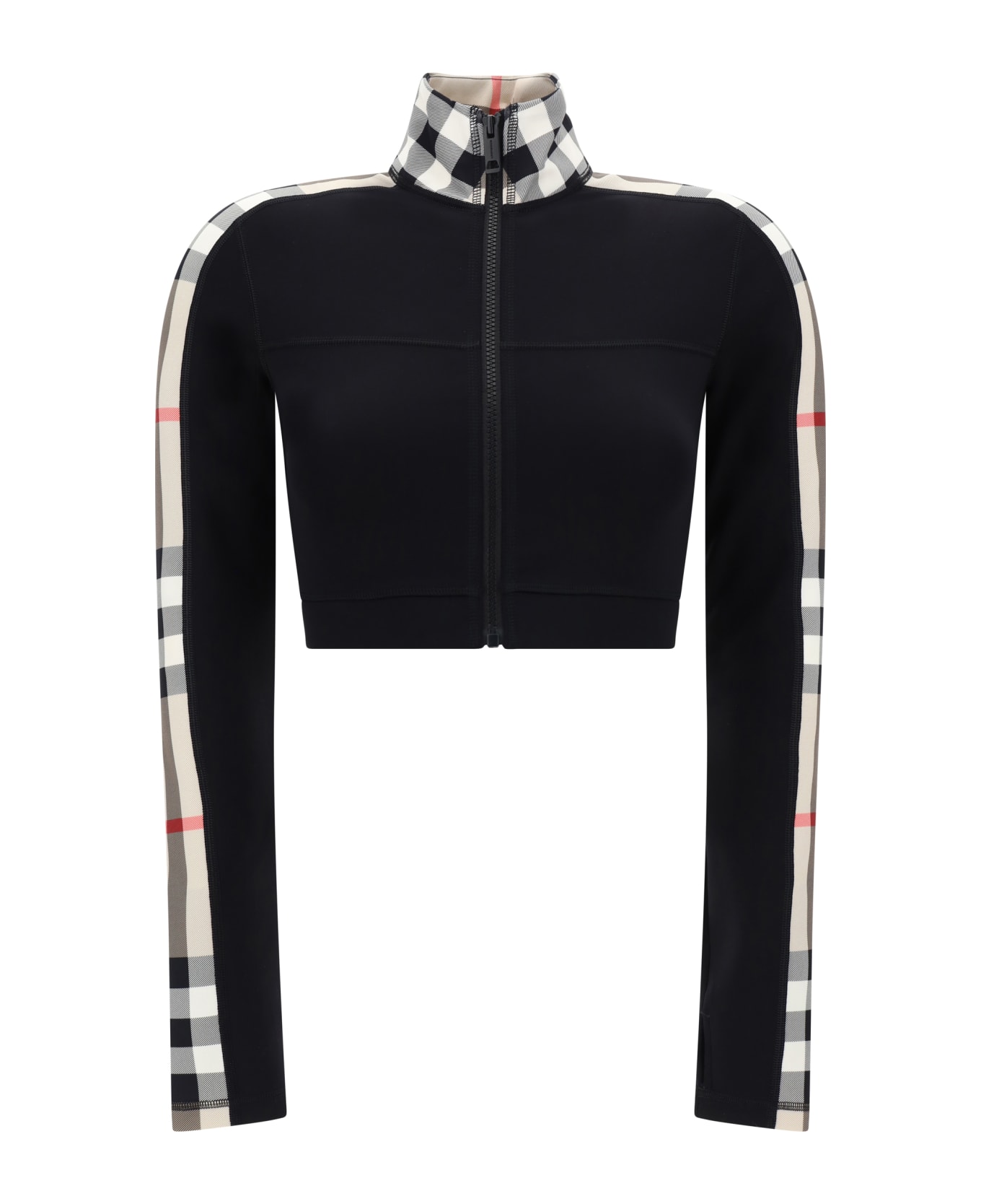 Burberry Vintage Check Panelled Cropped Top - Black