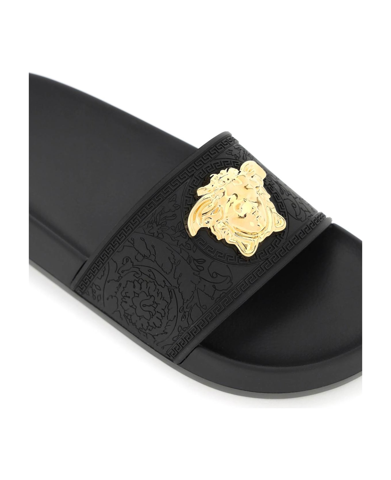 Versace 'palazzo' Rubber Slides - Black サンダル