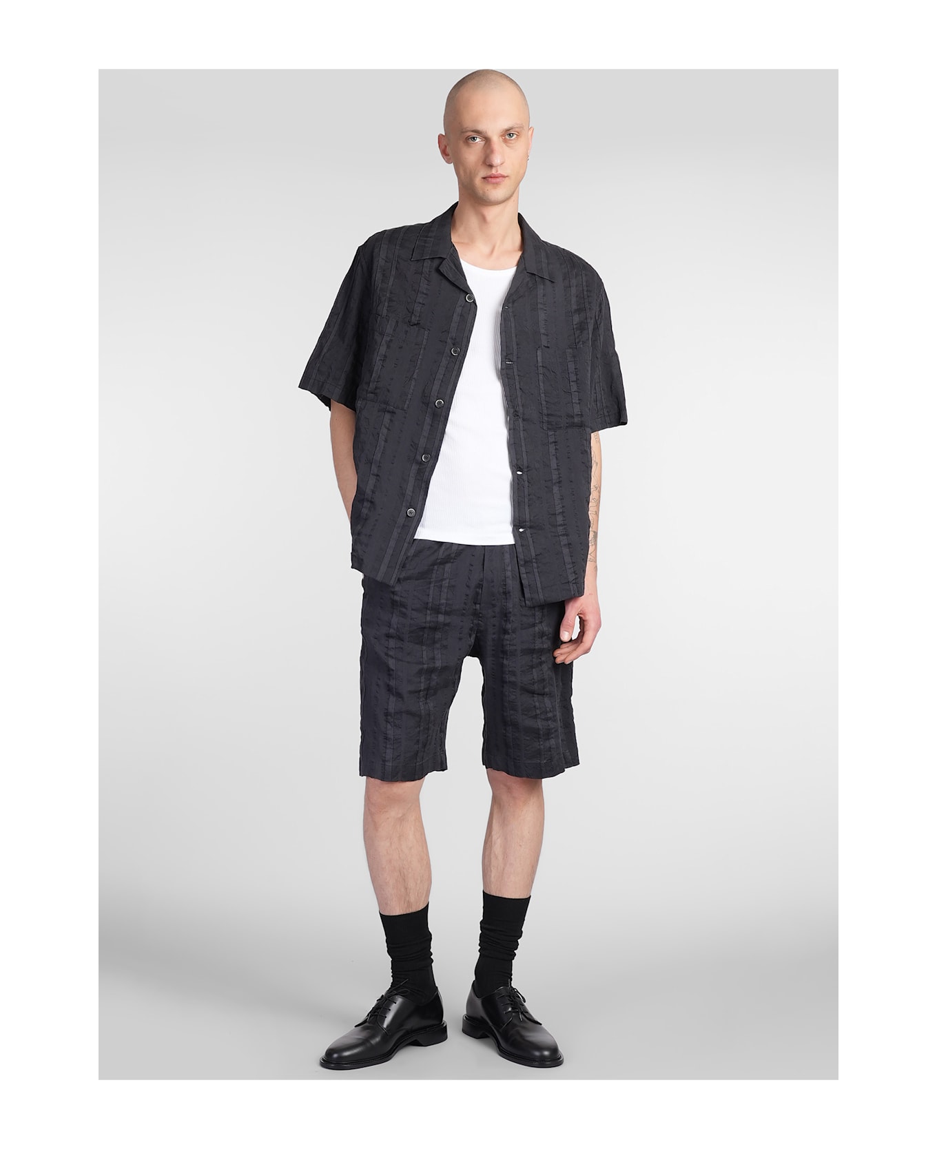 Barena Canariol Shorts In Blue Linen - blue