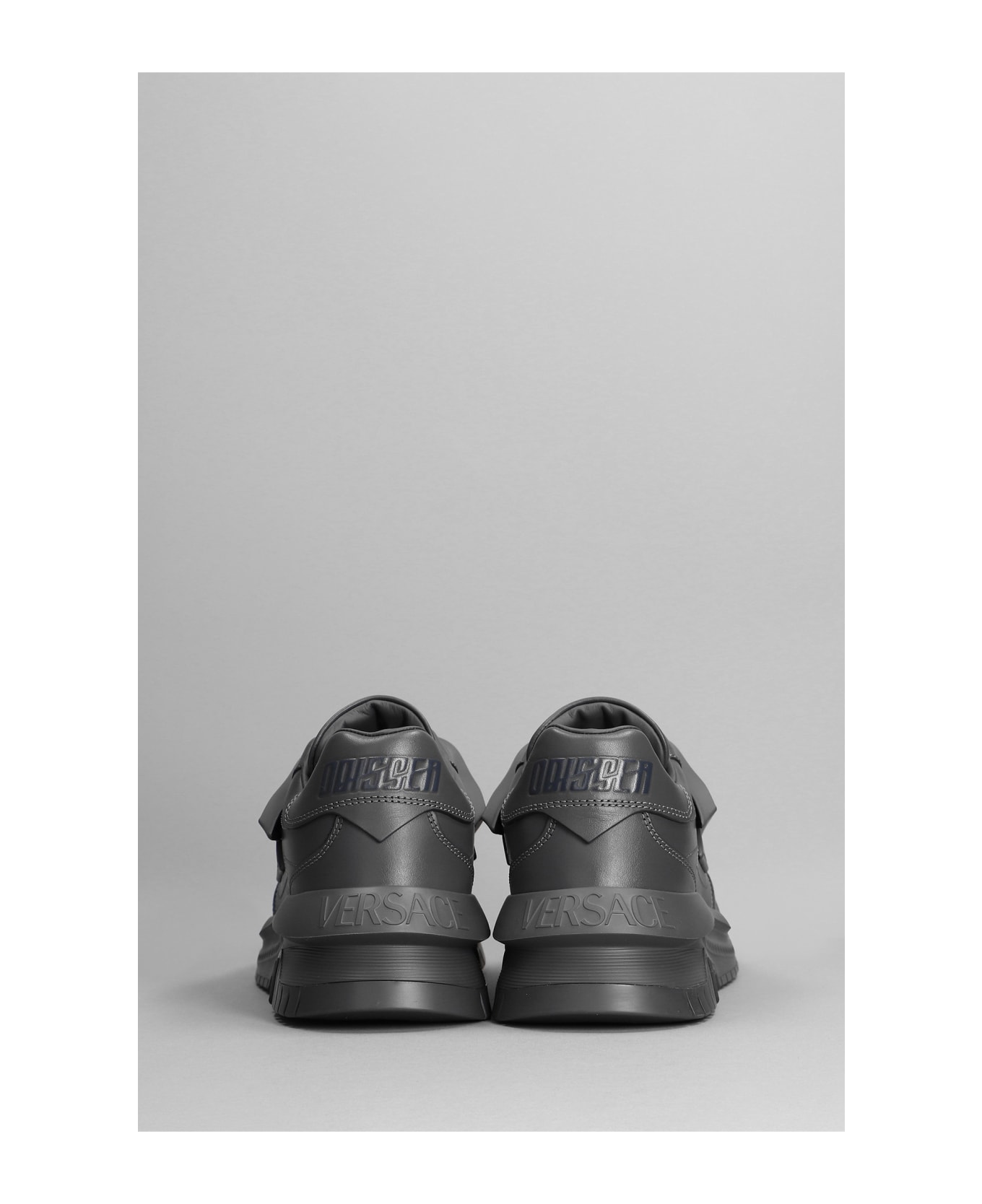 Versace Odissea Sneakers In Grey Leather - grey
